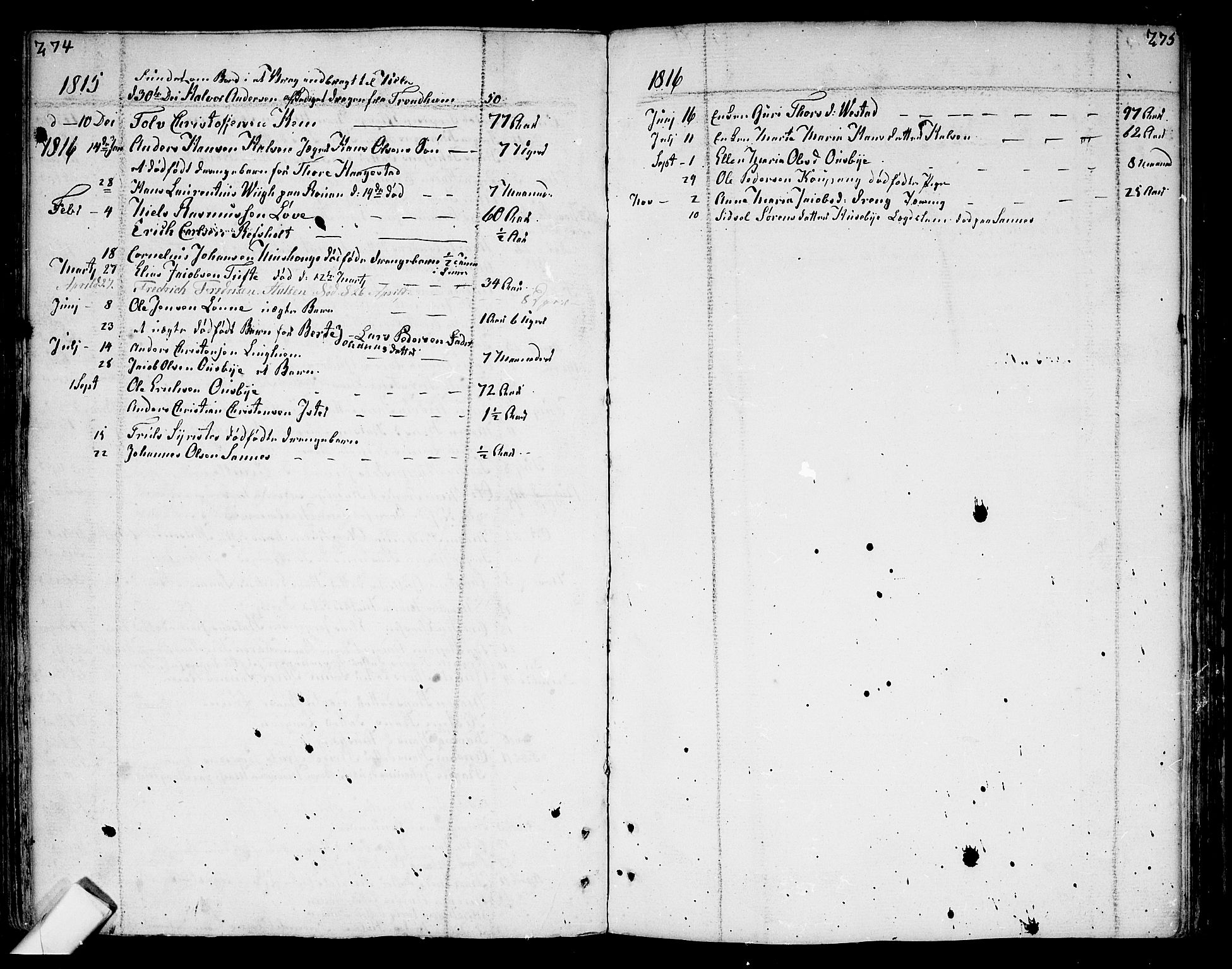 Tjølling kirkebøker, SAKO/A-60/F/Fa/L0004: Parish register (official) no. 4, 1779-1817, p. 274-275