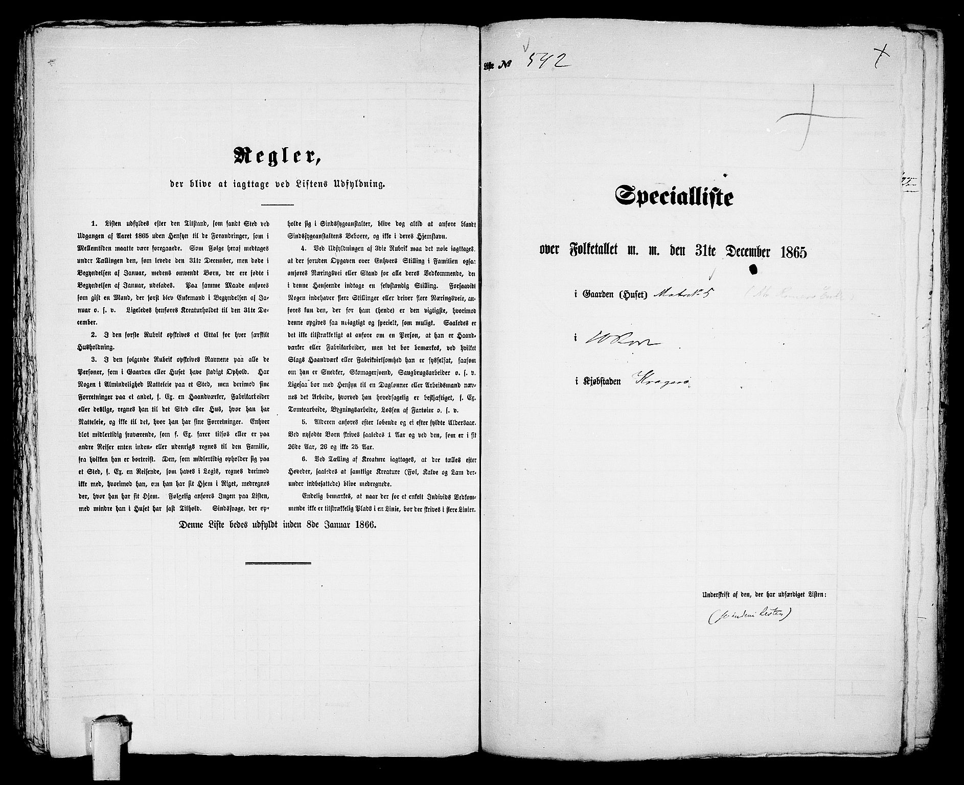 RA, 1865 census for Kragerø/Kragerø, 1865, p. 1100