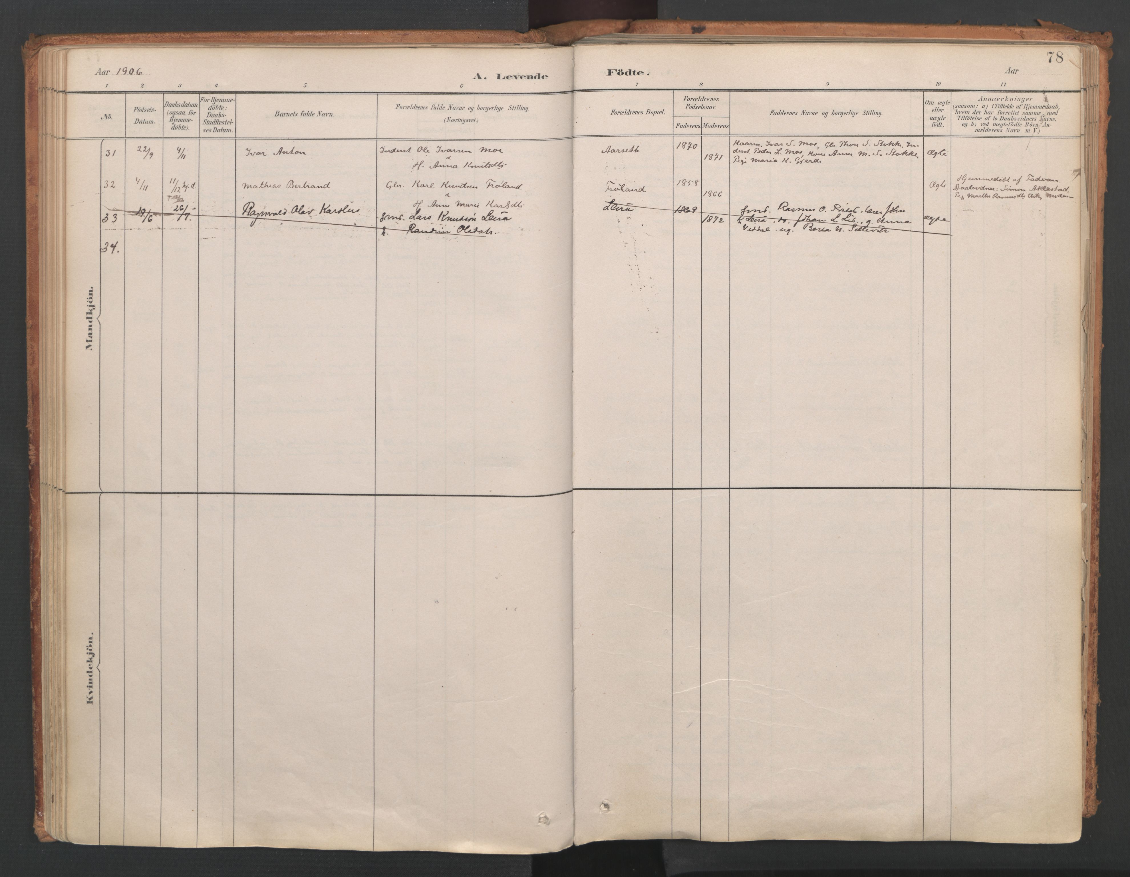 Ministerialprotokoller, klokkerbøker og fødselsregistre - Møre og Romsdal, SAT/A-1454/515/L0211: Parish register (official) no. 515A07, 1886-1910, p. 78