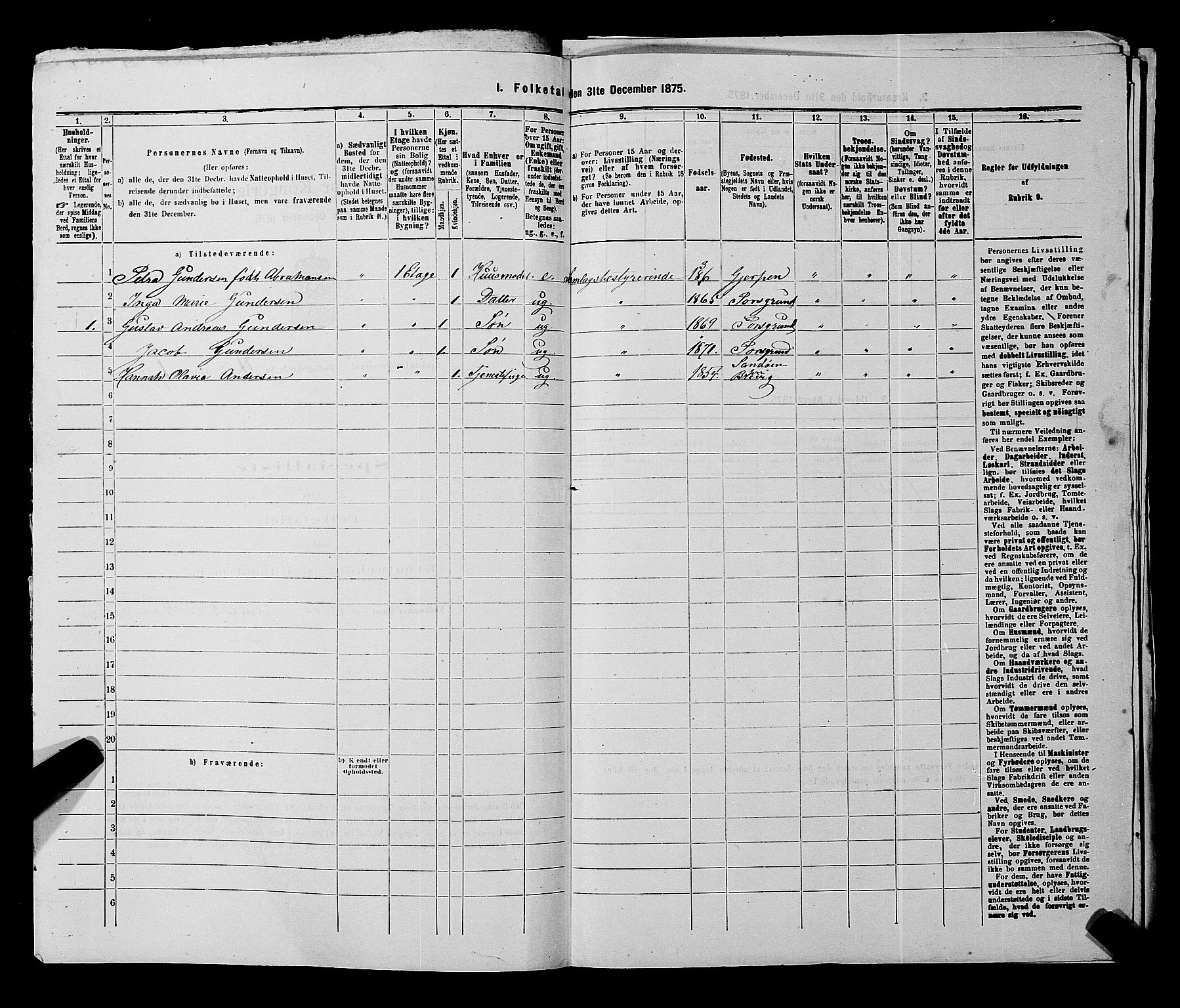 SAKO, 1875 census for 0805P Porsgrunn, 1875, p. 944