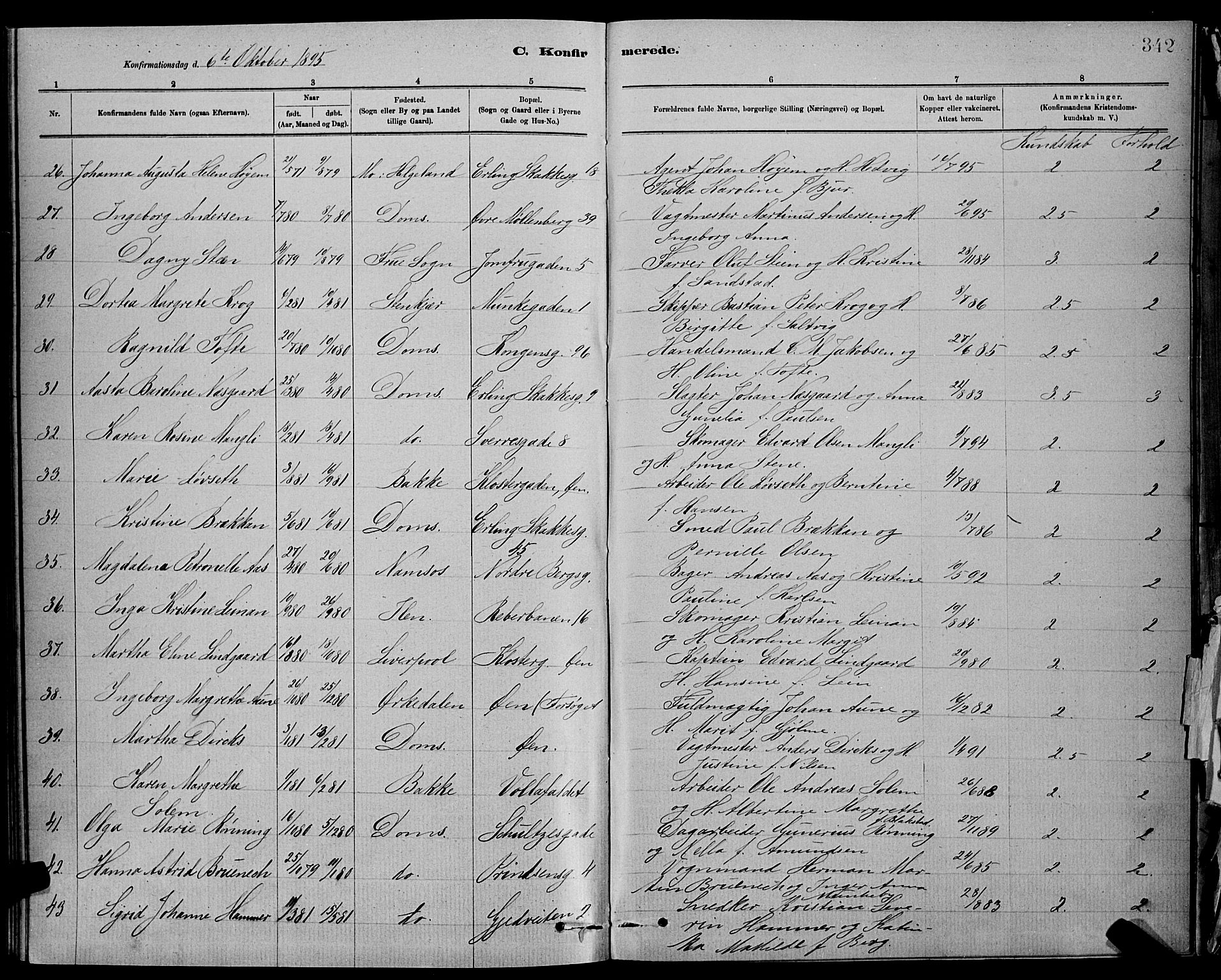 Ministerialprotokoller, klokkerbøker og fødselsregistre - Sør-Trøndelag, SAT/A-1456/601/L0092: Parish register (copy) no. 601C10, 1884-1897, p. 342