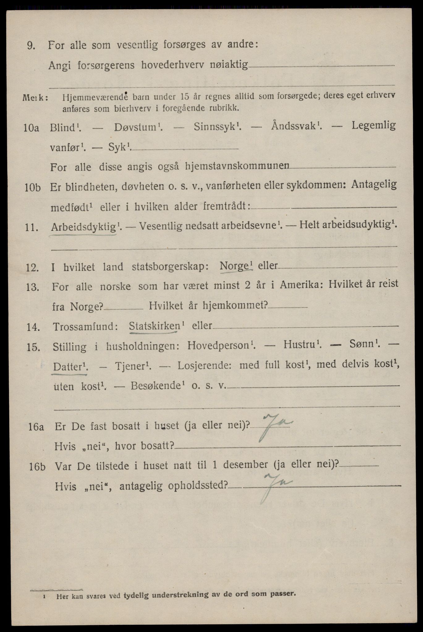 SAST, 1920 census for Klepp, 1920, p. 2909