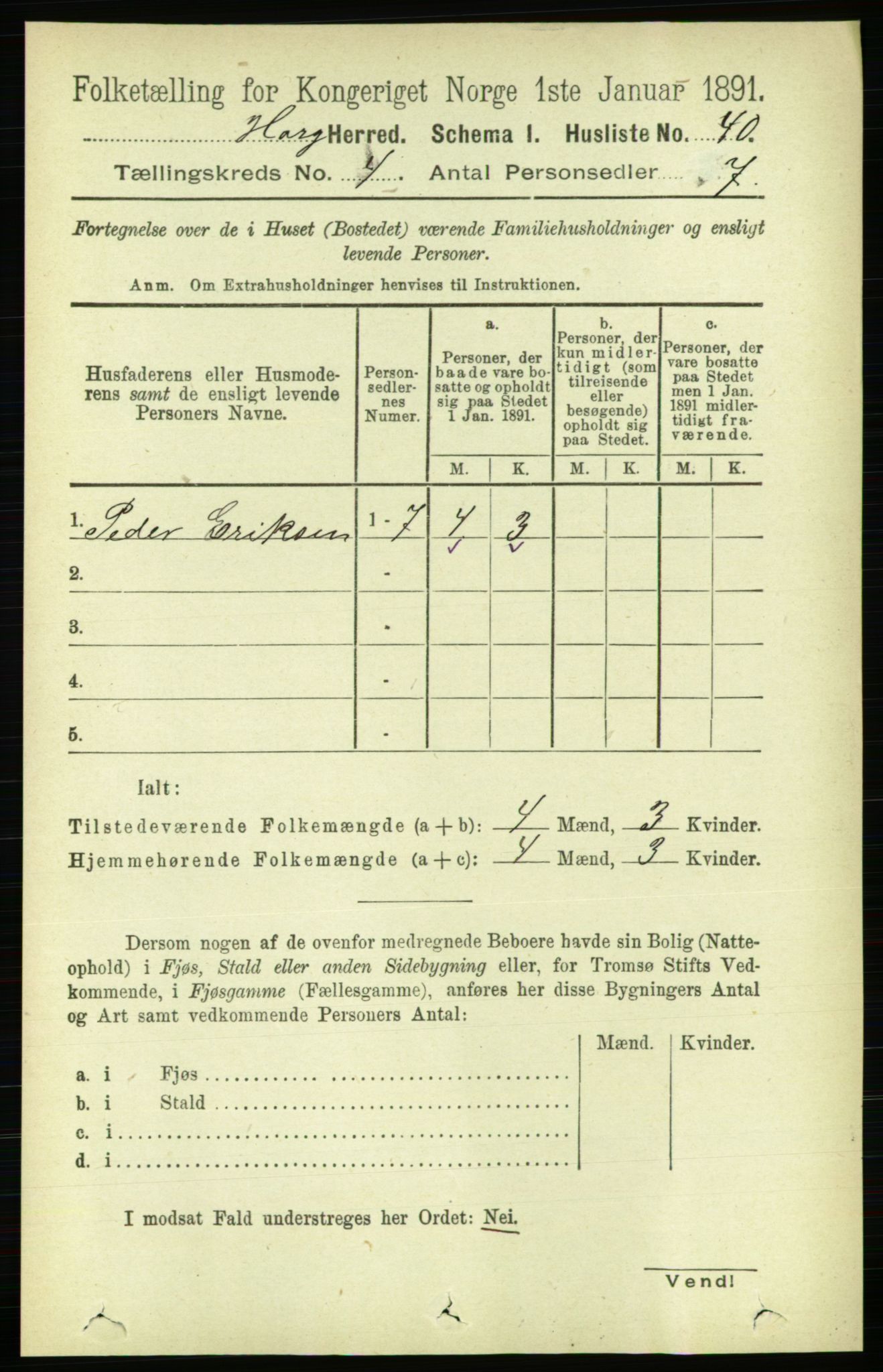 RA, 1891 census for 1650 Horg, 1891, p. 1543