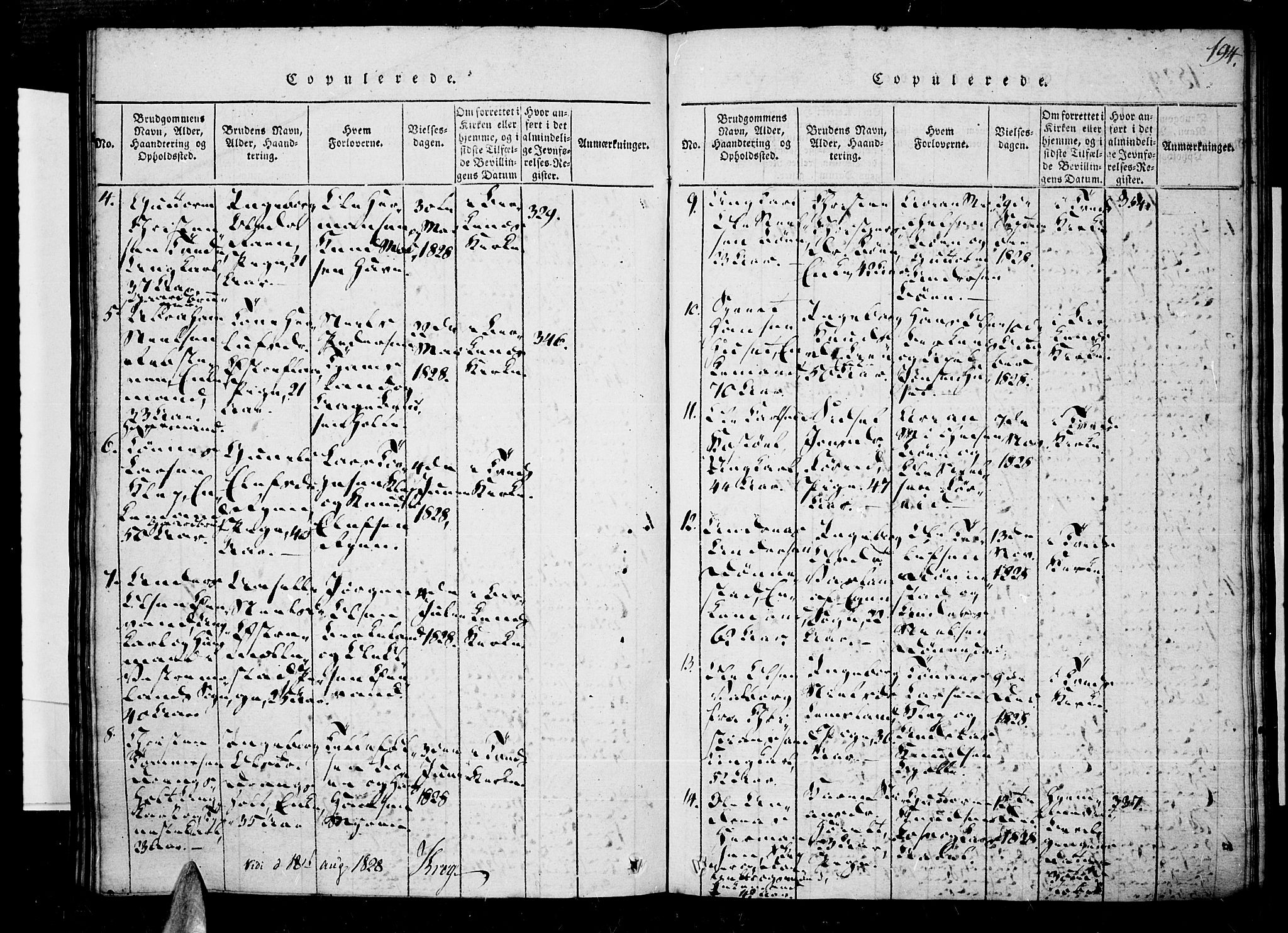 Tveit sokneprestkontor, SAK/1111-0043/F/Fa/L0002: Parish register (official) no. A 2, 1820-1830, p. 194