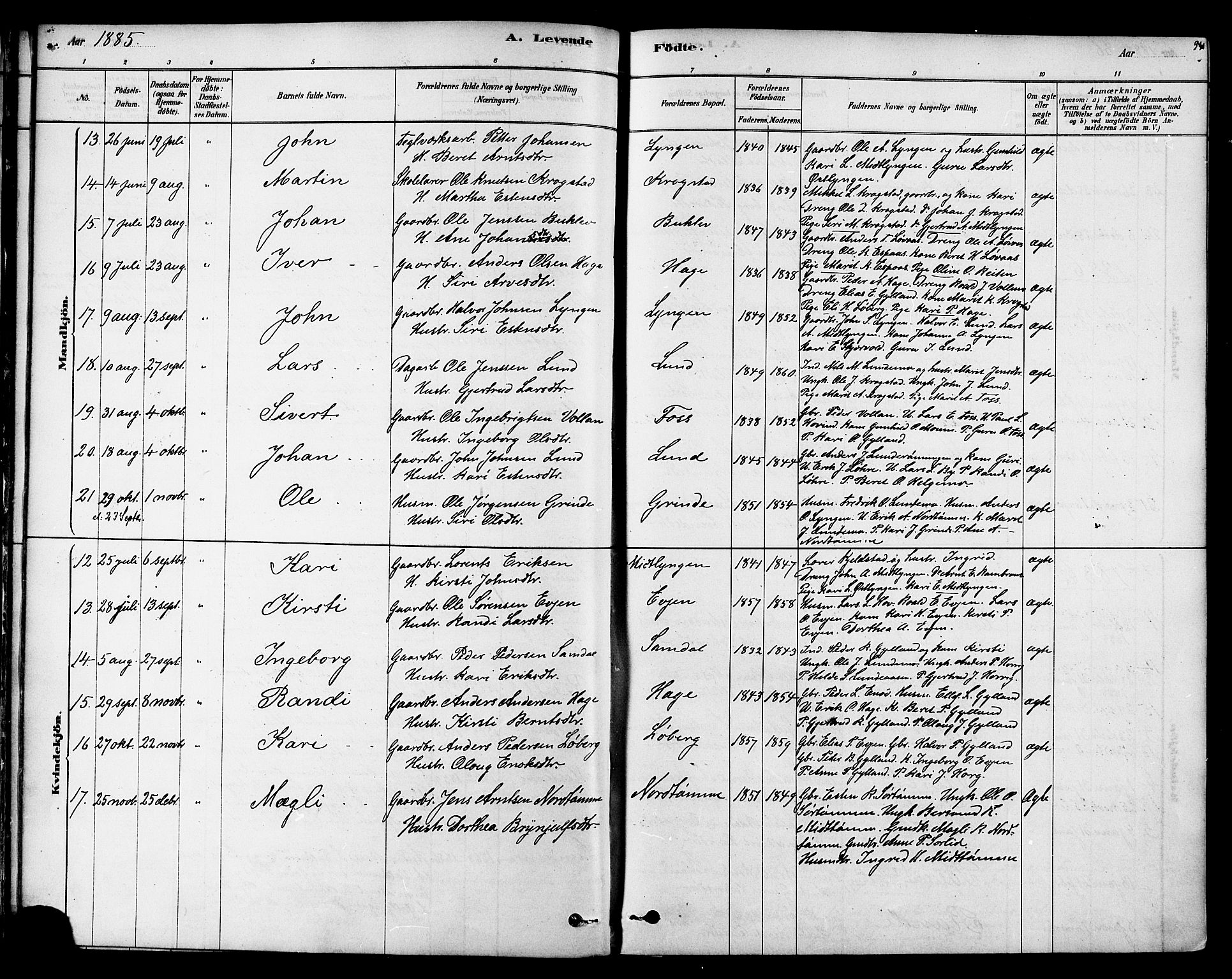 Ministerialprotokoller, klokkerbøker og fødselsregistre - Sør-Trøndelag, SAT/A-1456/692/L1105: Parish register (official) no. 692A05, 1878-1890, p. 34