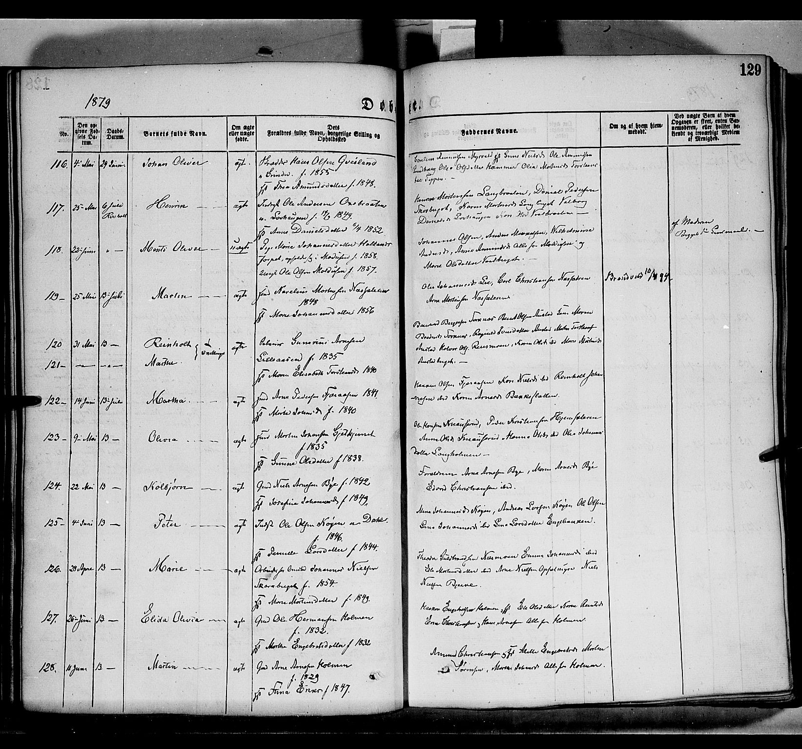 Grue prestekontor, AV/SAH-PREST-036/H/Ha/Haa/L0011: Parish register (official) no. 11, 1873-1880, p. 129