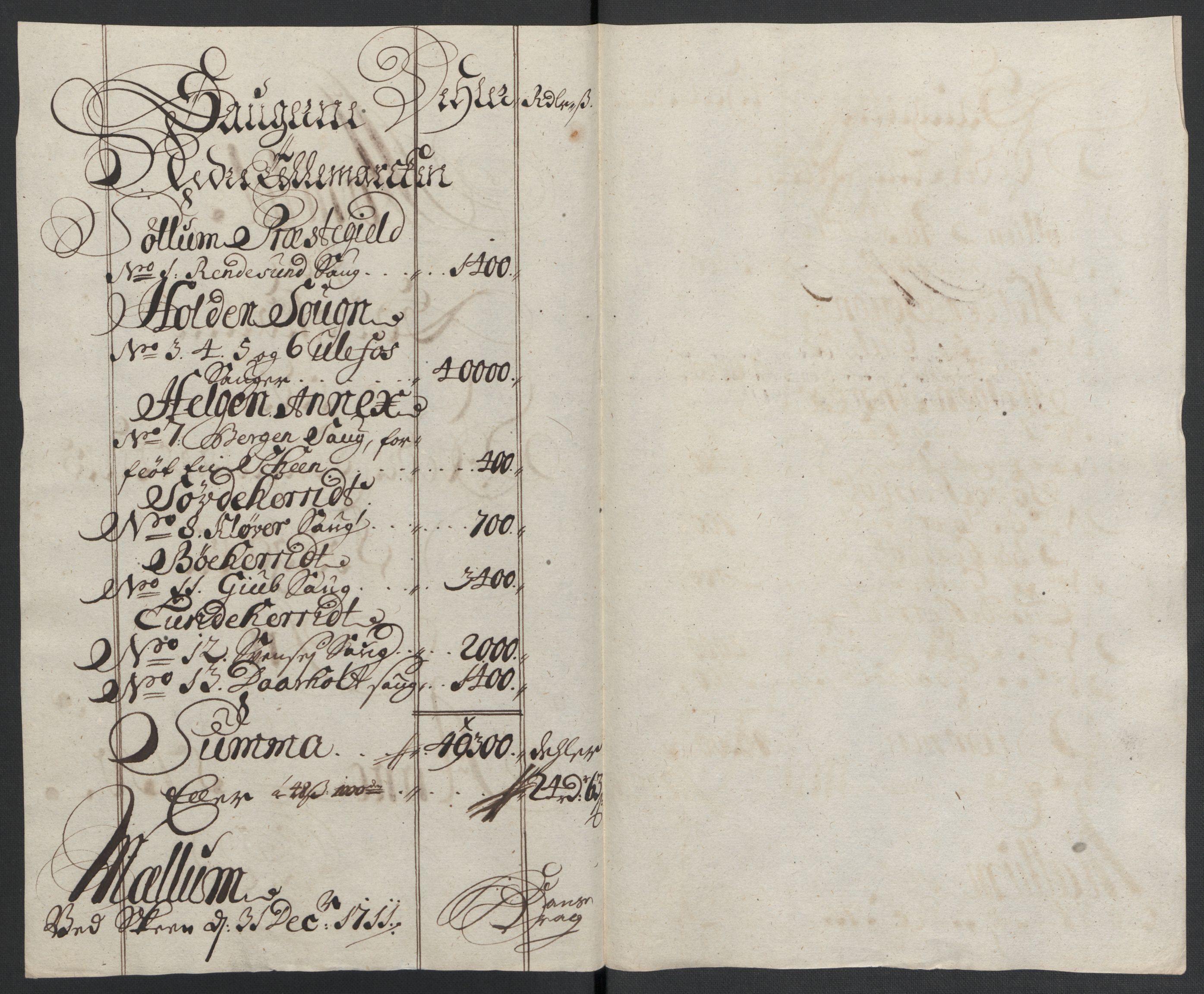 Rentekammeret inntil 1814, Reviderte regnskaper, Fogderegnskap, AV/RA-EA-4092/R36/L2119: Fogderegnskap Øvre og Nedre Telemark og Bamble, 1710, p. 43