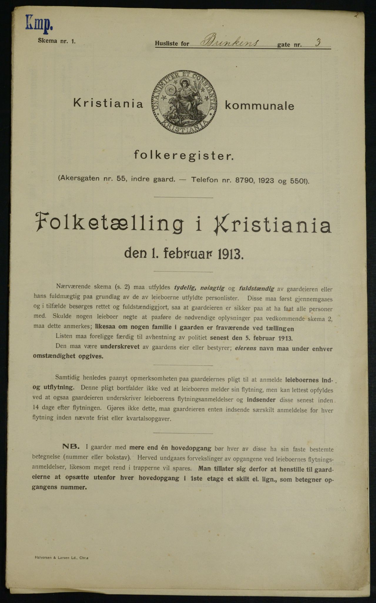 OBA, Municipal Census 1913 for Kristiania, 1913, p. 8680