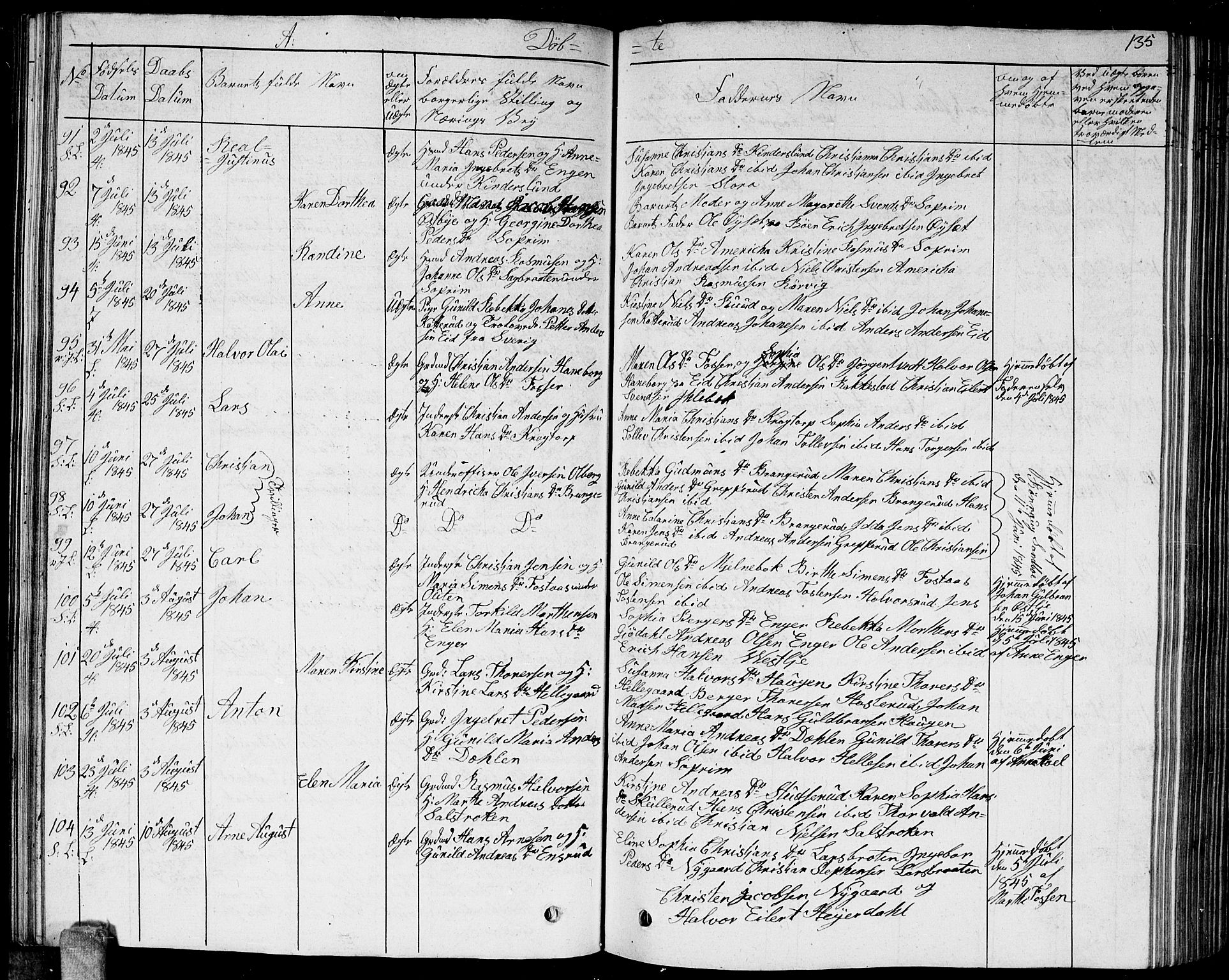 Høland prestekontor Kirkebøker, AV/SAO-A-10346a/G/Ga/L0002: Parish register (copy) no. I 2, 1827-1845, p. 135