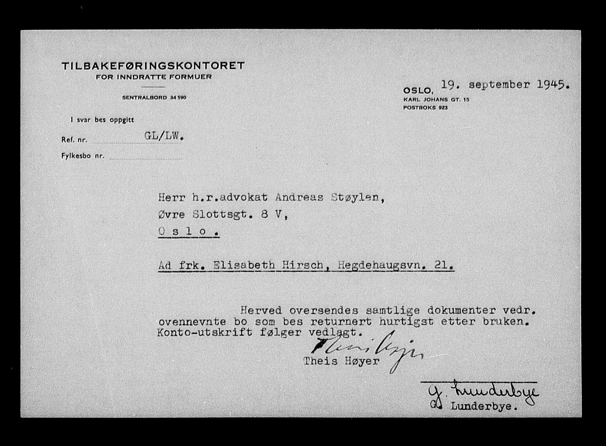 Justisdepartementet, Tilbakeføringskontoret for inndratte formuer, AV/RA-S-1564/H/Hc/Hcc/L0943: --, 1945-1947, p. 340