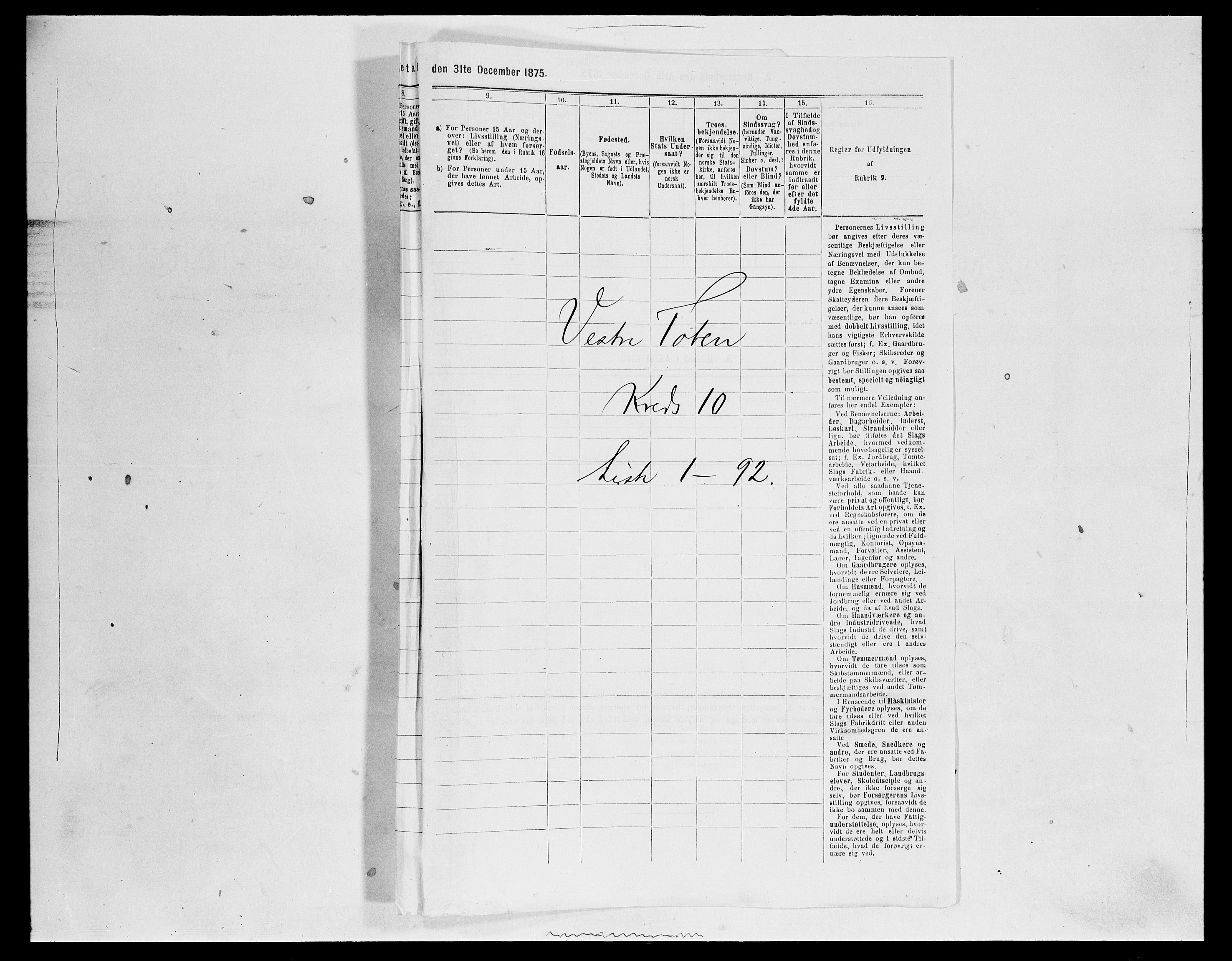 SAH, 1875 census for 0529P Vestre Toten, 1875, p. 1855