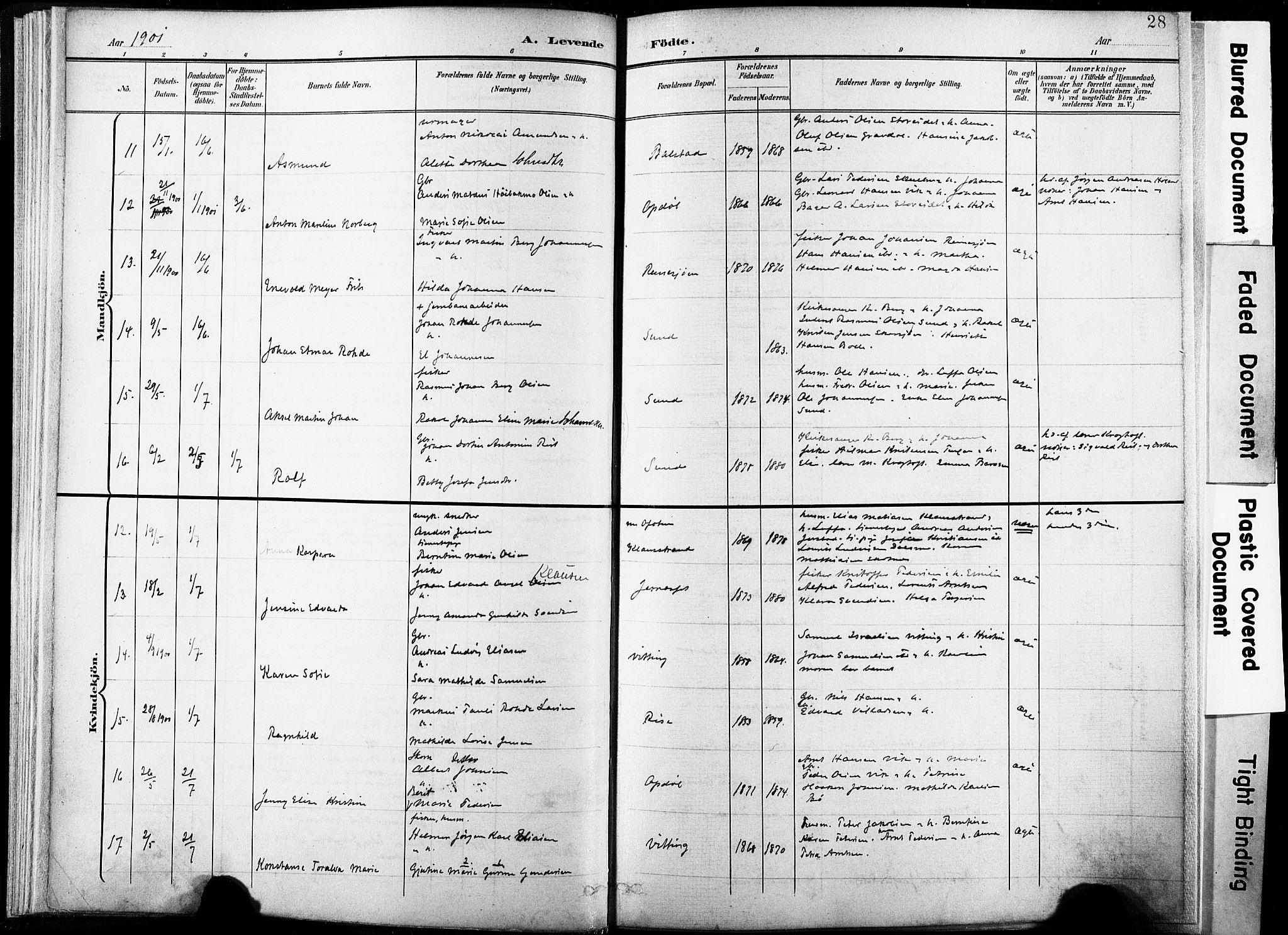 Ministerialprotokoller, klokkerbøker og fødselsregistre - Nordland, AV/SAT-A-1459/881/L1151: Parish register (official) no. 881A04, 1899-1907, p. 28