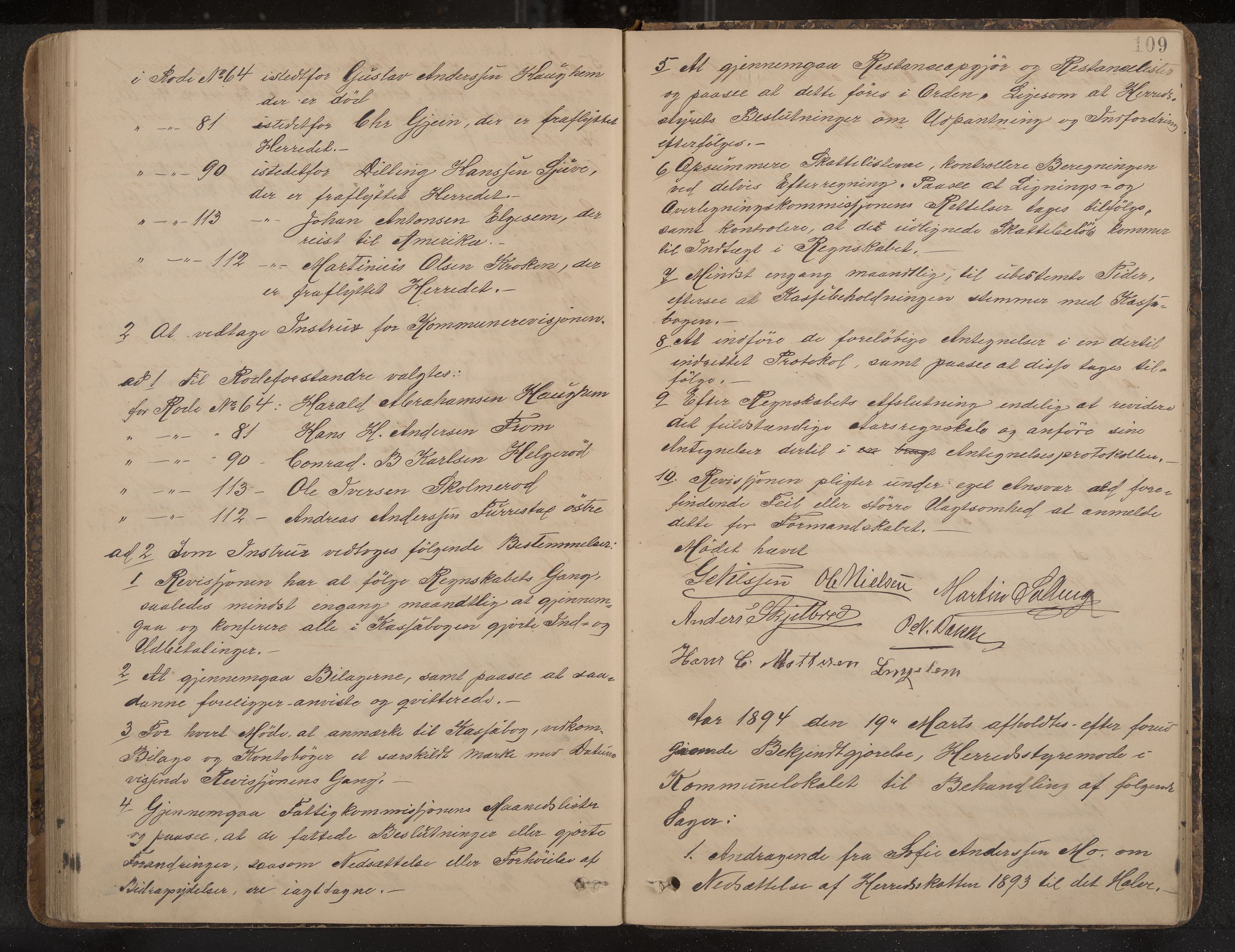 Sandar formannskap og sentraladministrasjon, IKAK/0724021/A/Aa/L0001: Møtebok, 1886-1895, p. 109