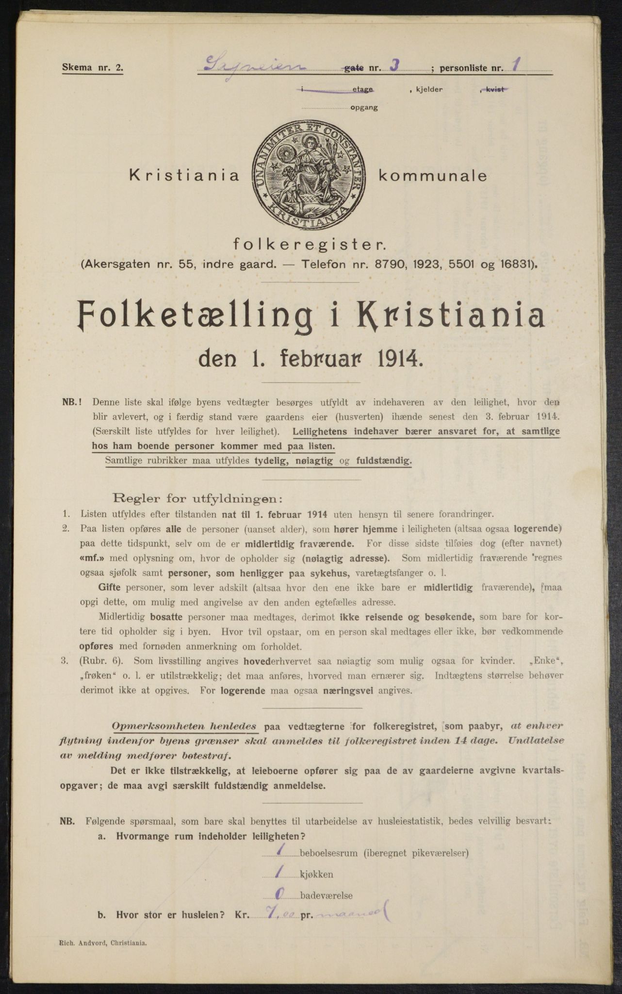 OBA, Municipal Census 1914 for Kristiania, 1914, p. 86274