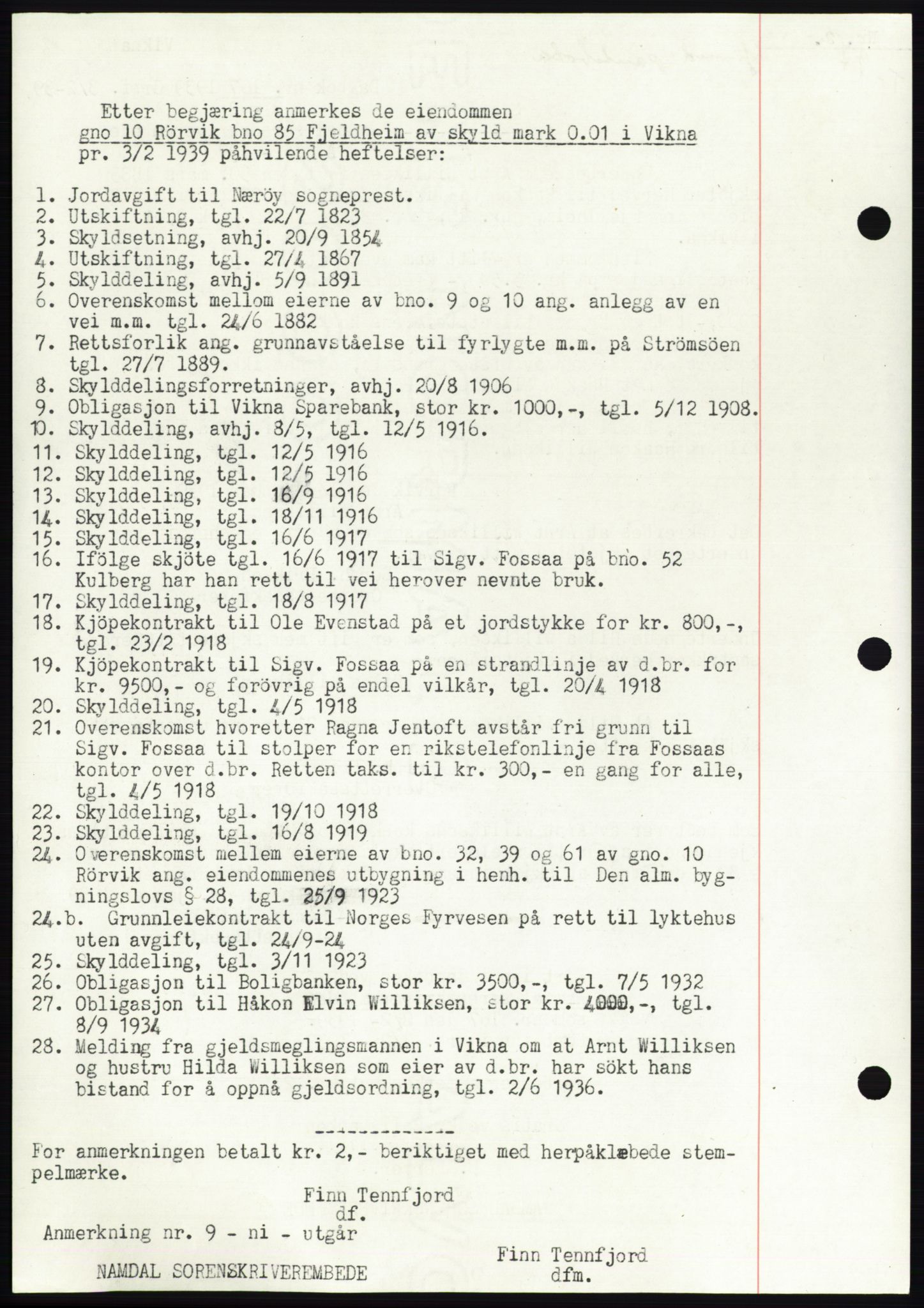 Namdal sorenskriveri, SAT/A-4133/1/2/2C: Mortgage book no. -, 1937-1939, Deed date: 03.02.1939