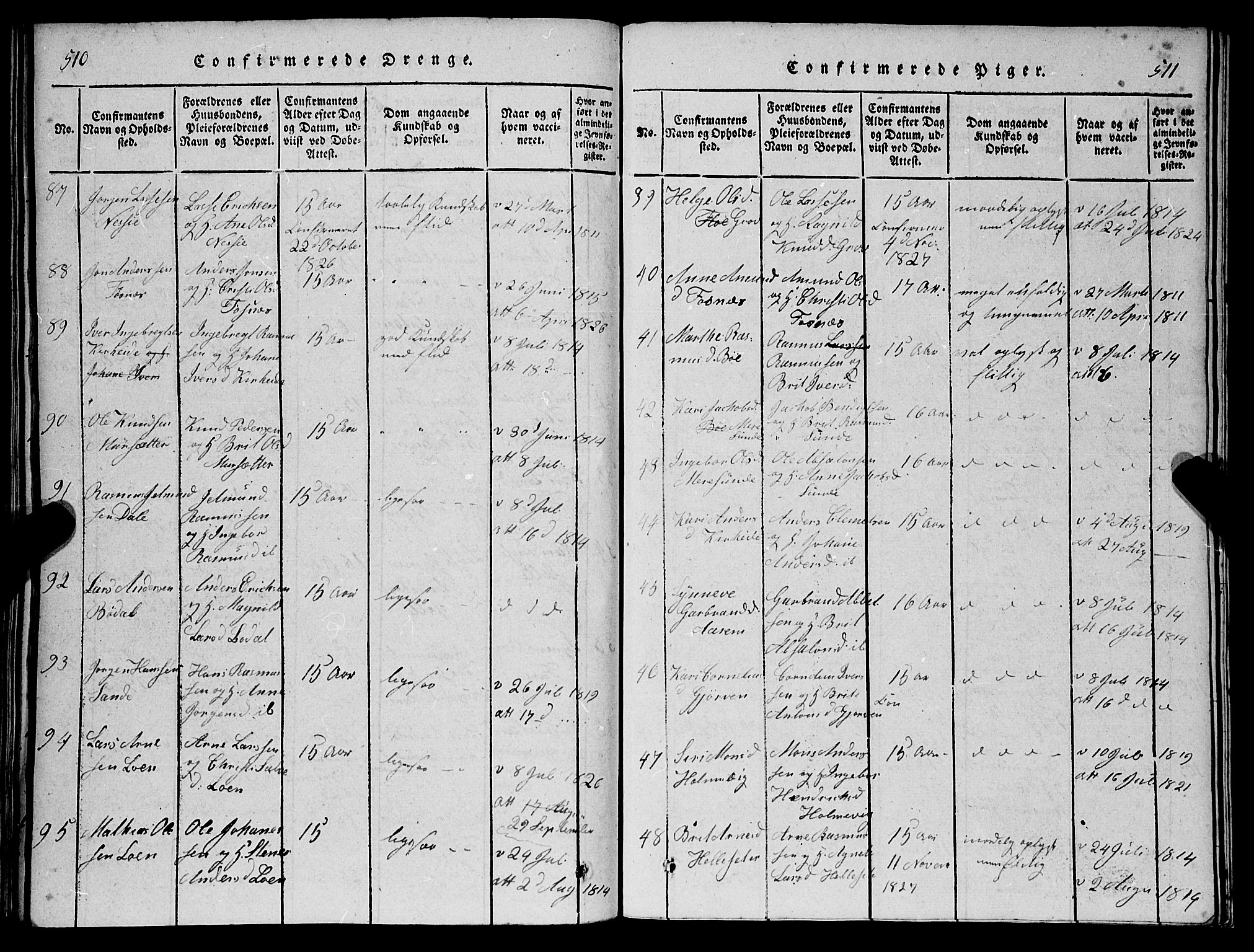 Stryn Sokneprestembete, SAB/A-82501: Parish register (copy) no. C 1, 1801-1845, p. 510-511