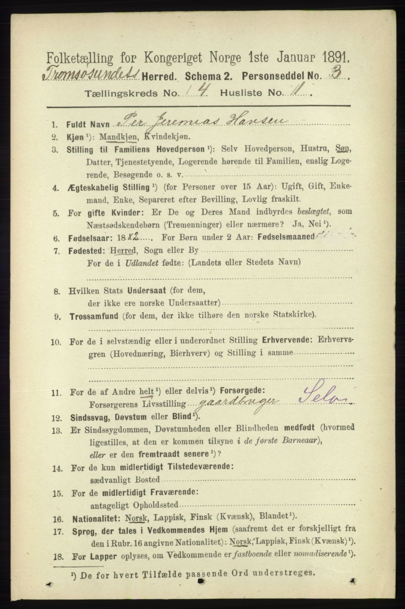 RA, 1891 census for 1934 Tromsøysund, 1891, p. 1550