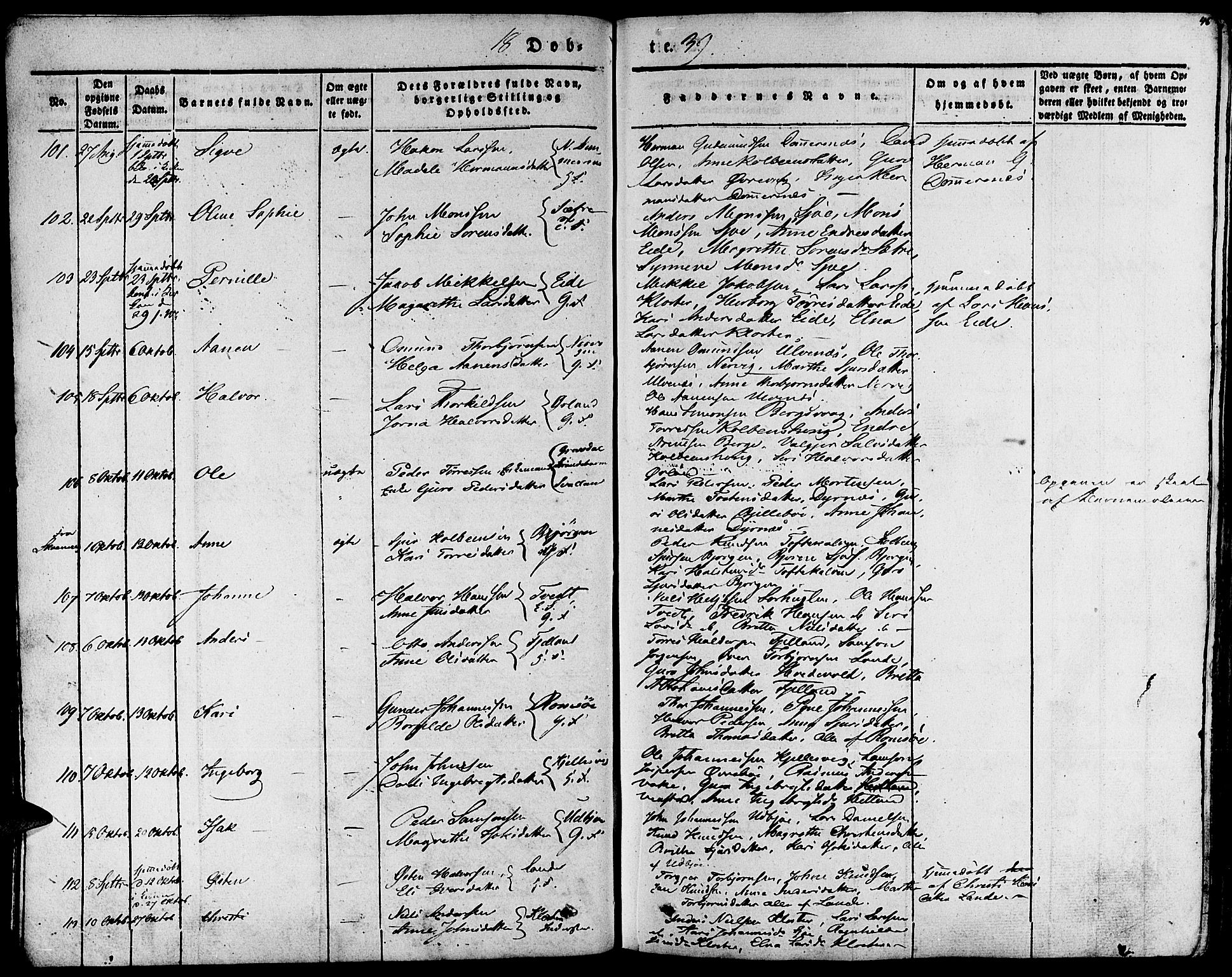 Fjelberg sokneprestembete, AV/SAB-A-75201/H/Haa: Parish register (official) no. A 6, 1835-1851, p. 46