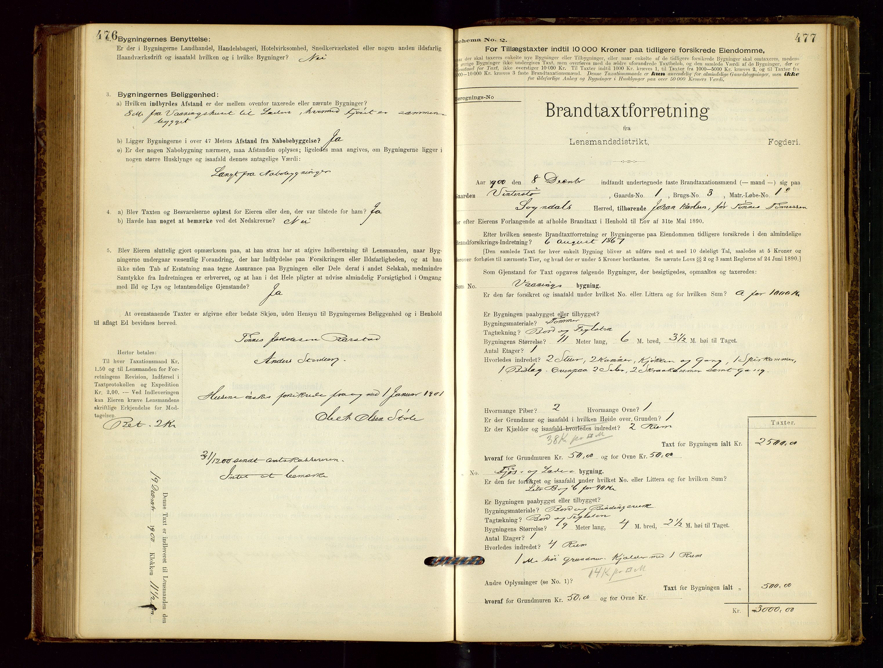 Sokndal lensmannskontor, SAST/A-100417/Gob/L0001: "Brandtaxt-Protokol", 1895-1902, p. 476-477