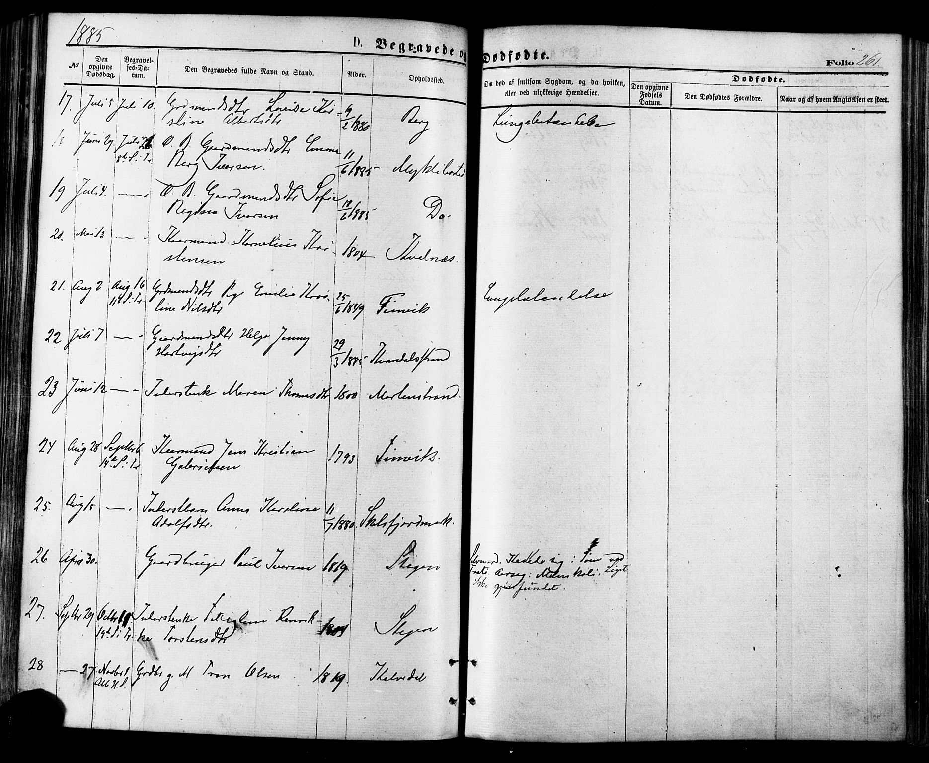 Ministerialprotokoller, klokkerbøker og fødselsregistre - Nordland, AV/SAT-A-1459/855/L0802: Parish register (official) no. 855A10, 1875-1886, p. 261