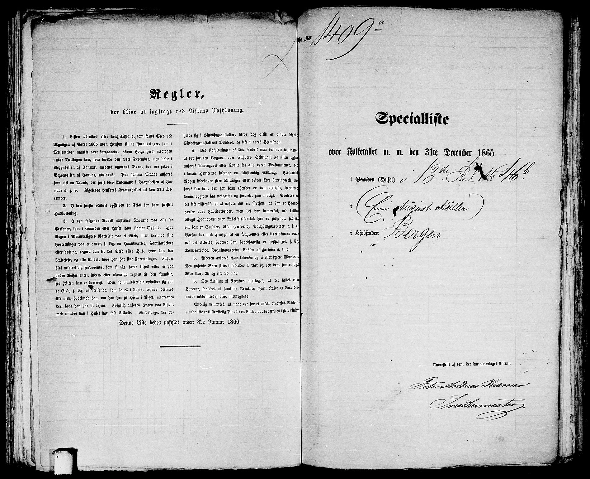 RA, 1865 census for Bergen, 1865, p. 2884