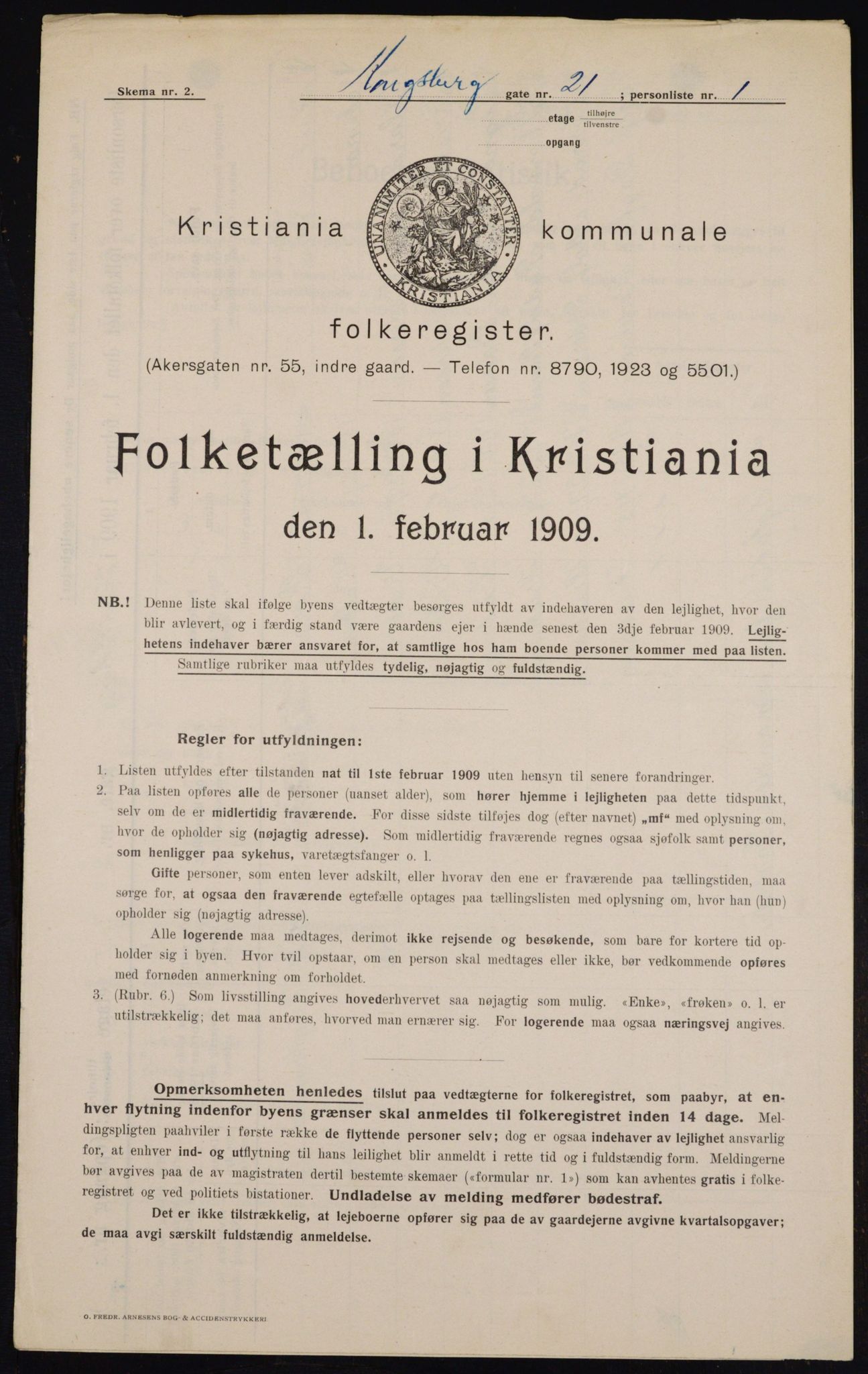 OBA, Municipal Census 1909 for Kristiania, 1909, p. 48638