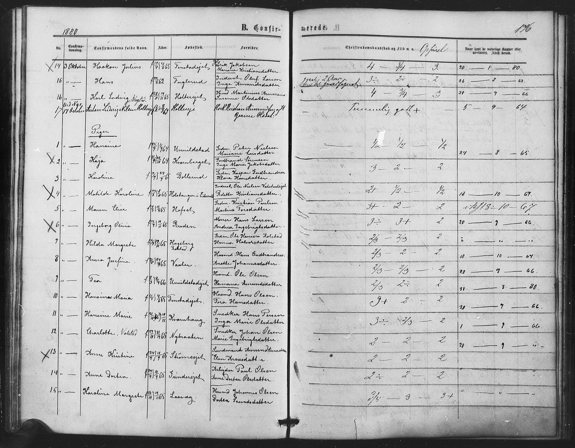 Nes prestekontor Kirkebøker, SAO/A-10410/F/Fb/L0001: Parish register (official) no. II 1, 1859-1882, p. 176