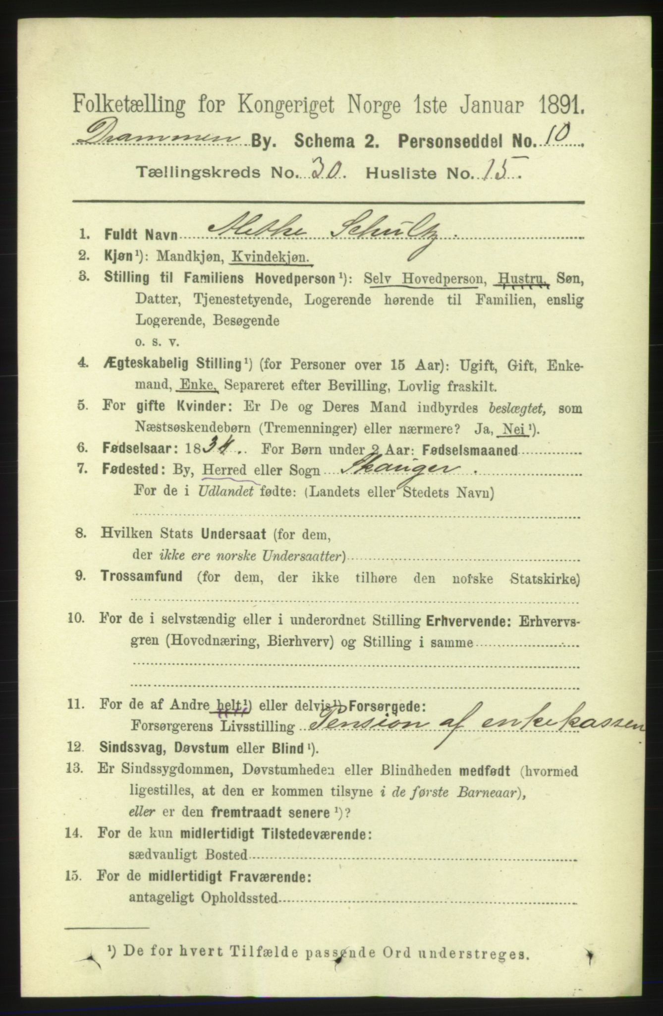 RA, 1891 census for 0602 Drammen, 1891, p. 18308