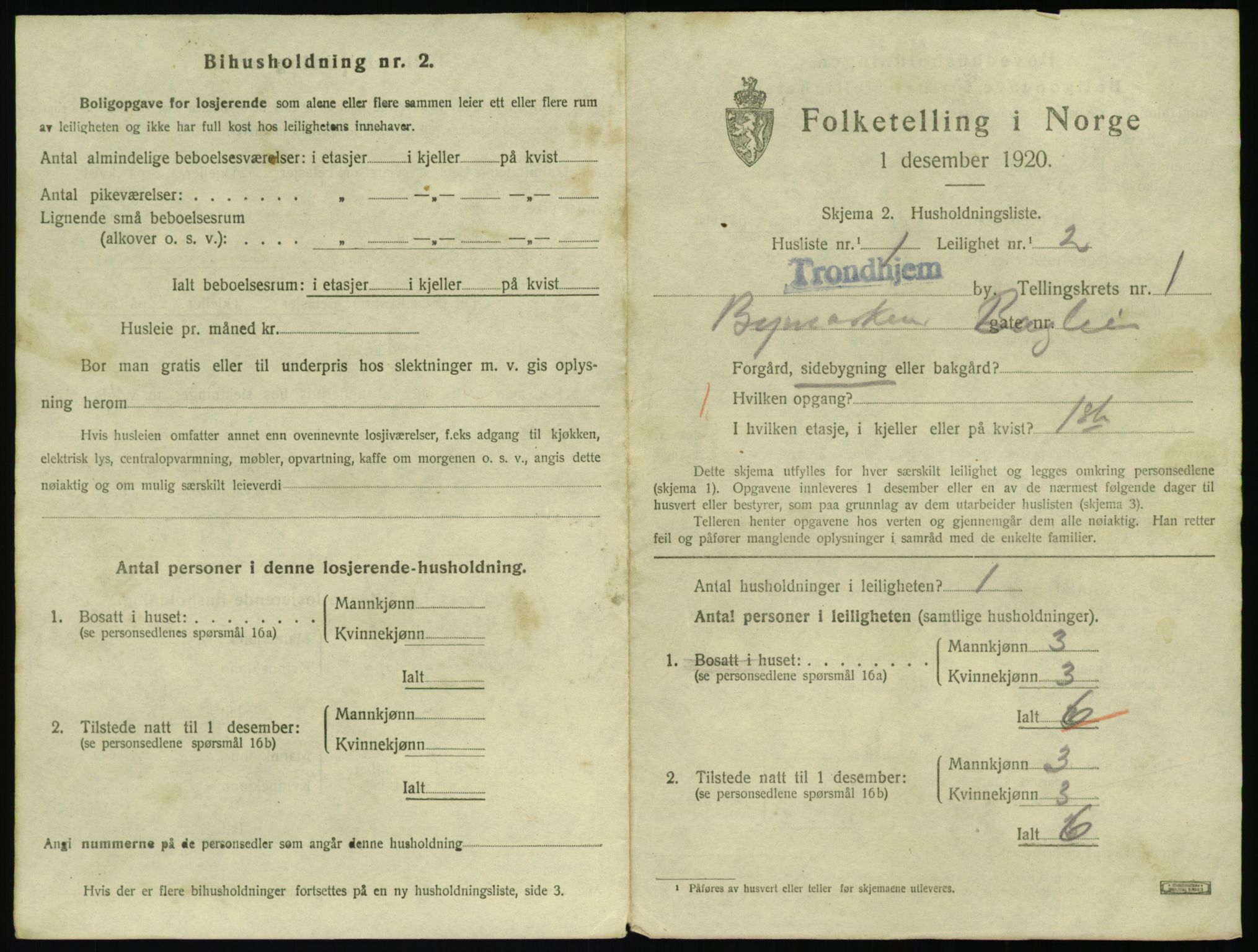 SAT, 1920 census for Trondheim, 1920, p. 8546