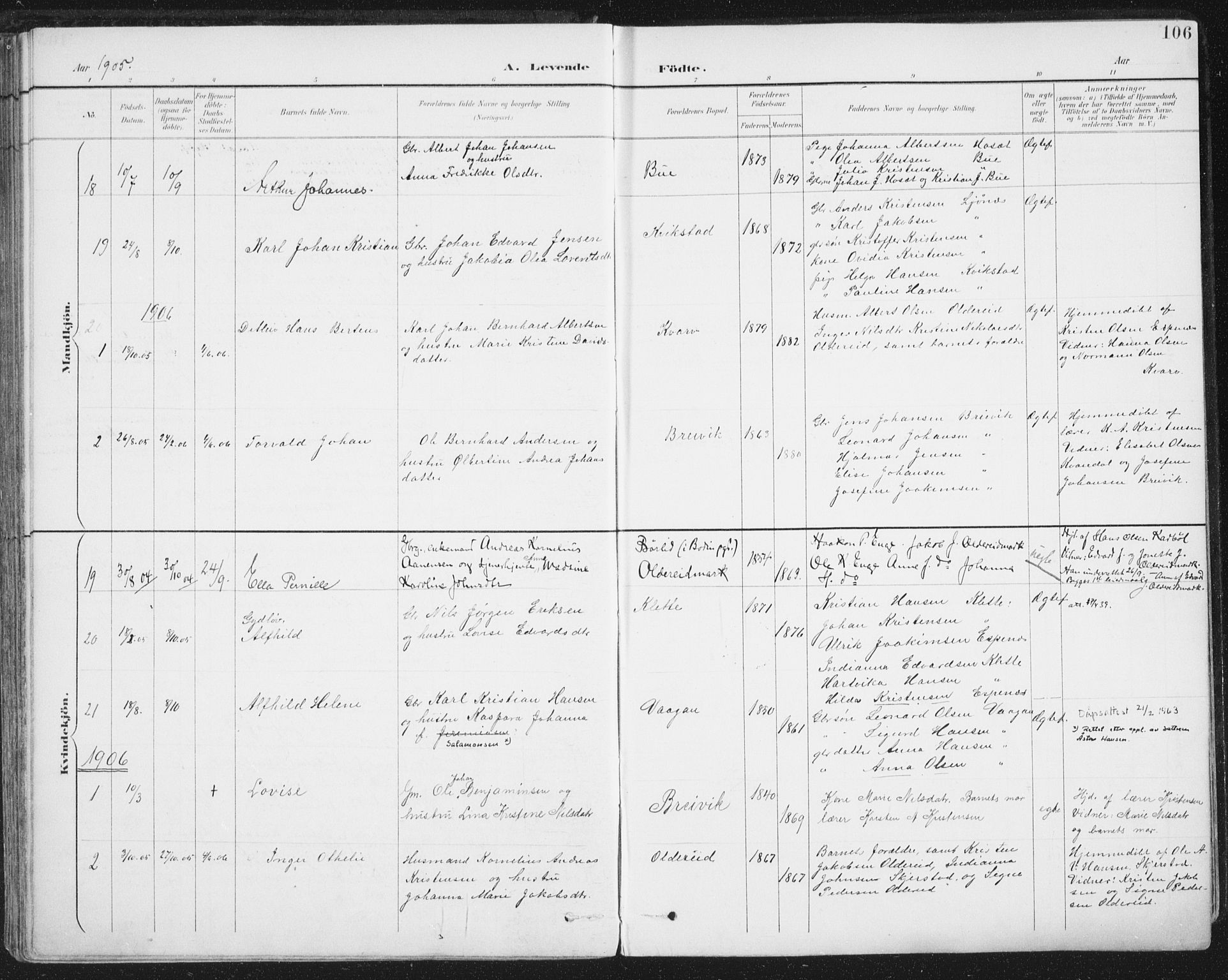 Ministerialprotokoller, klokkerbøker og fødselsregistre - Nordland, AV/SAT-A-1459/852/L0741: Parish register (official) no. 852A11, 1894-1917, p. 106