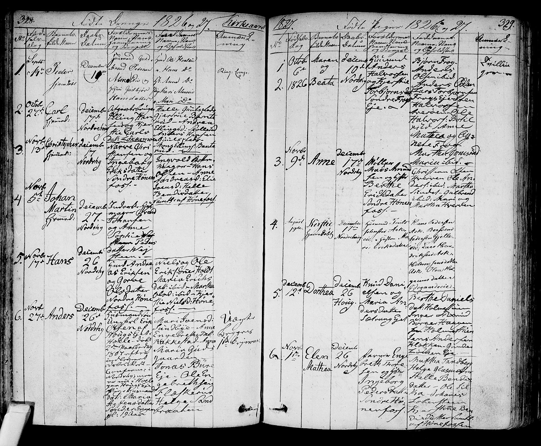 Norderhov kirkebøker, AV/SAKO-A-237/F/Fa/L0009: Parish register (official) no. 9, 1819-1837, p. 328-329