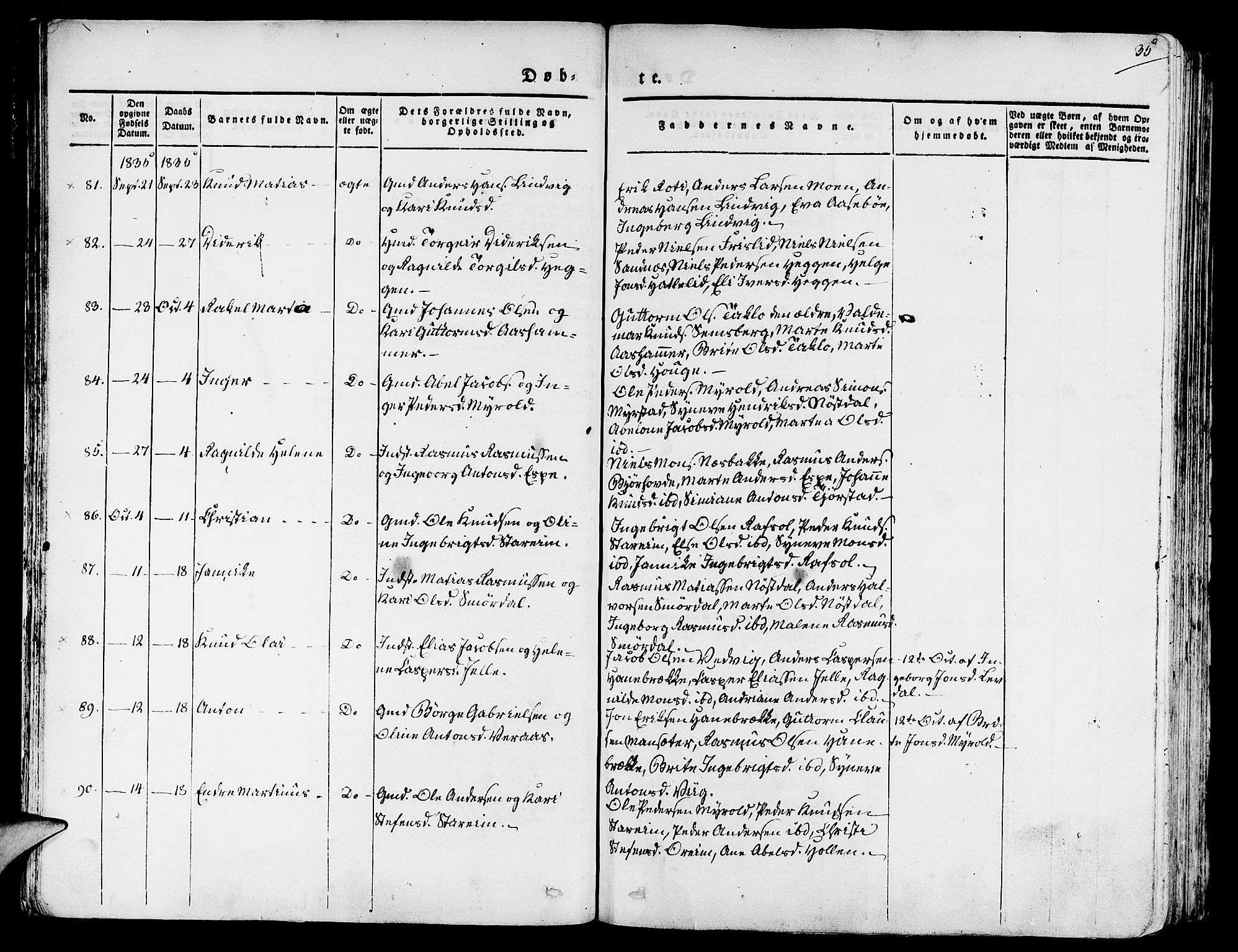 Eid sokneprestembete, AV/SAB-A-82301/H/Haa/Haaa/L0006: Parish register (official) no. A 6, 1831-1843, p. 35