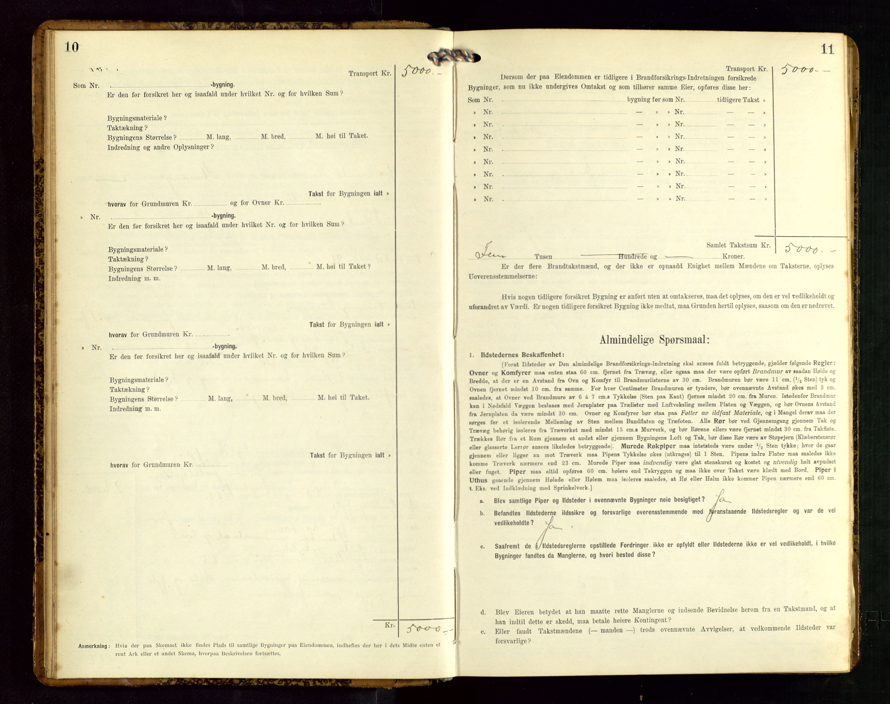 Håland lensmannskontor, AV/SAST-A-100100/Gob/L0005: Branntakstprotokoll - skjematakst. Register i boken., 1915-1917, p. 10-11