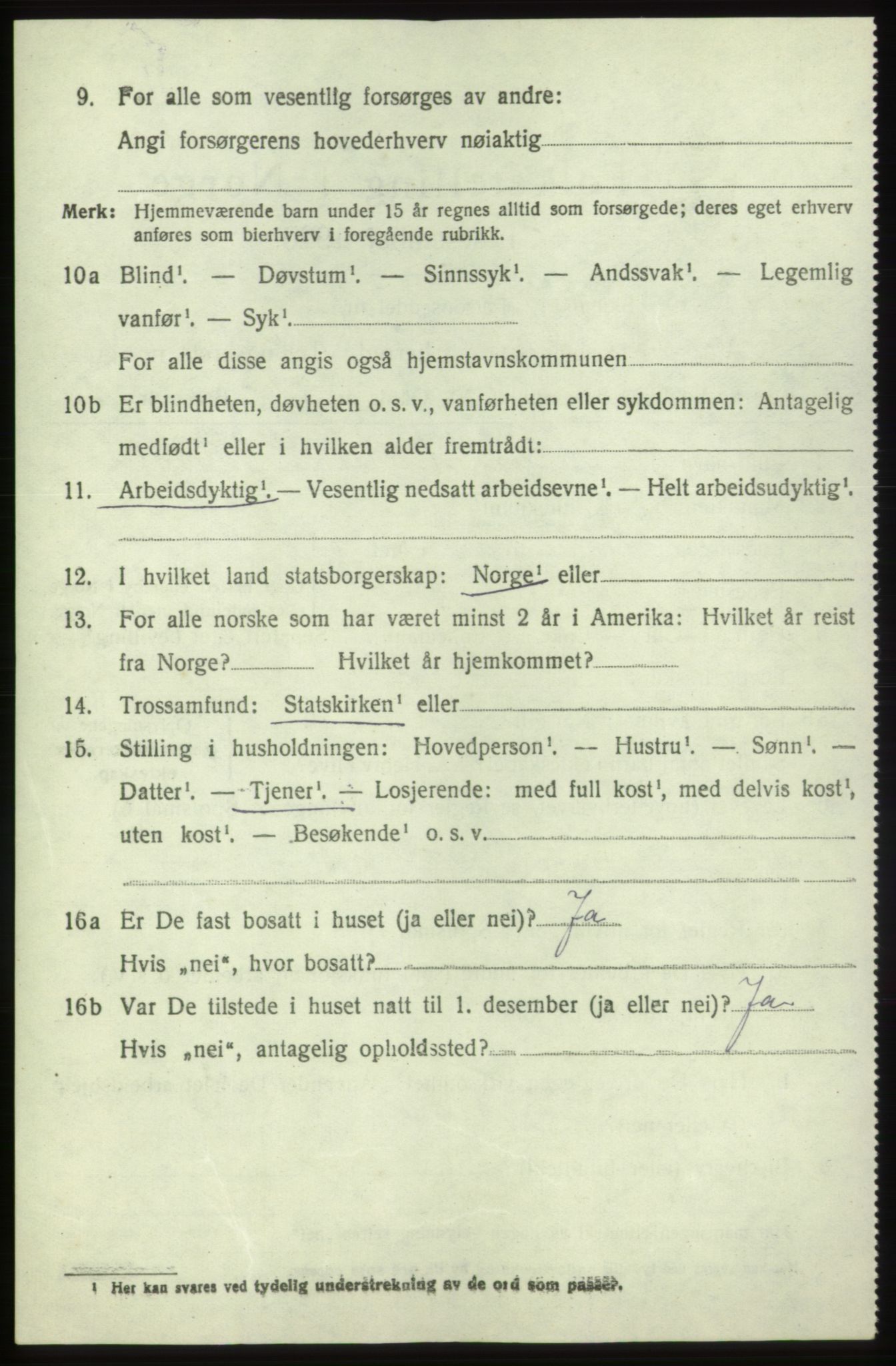 SAB, 1920 census for Bremnes, 1920, p. 4003