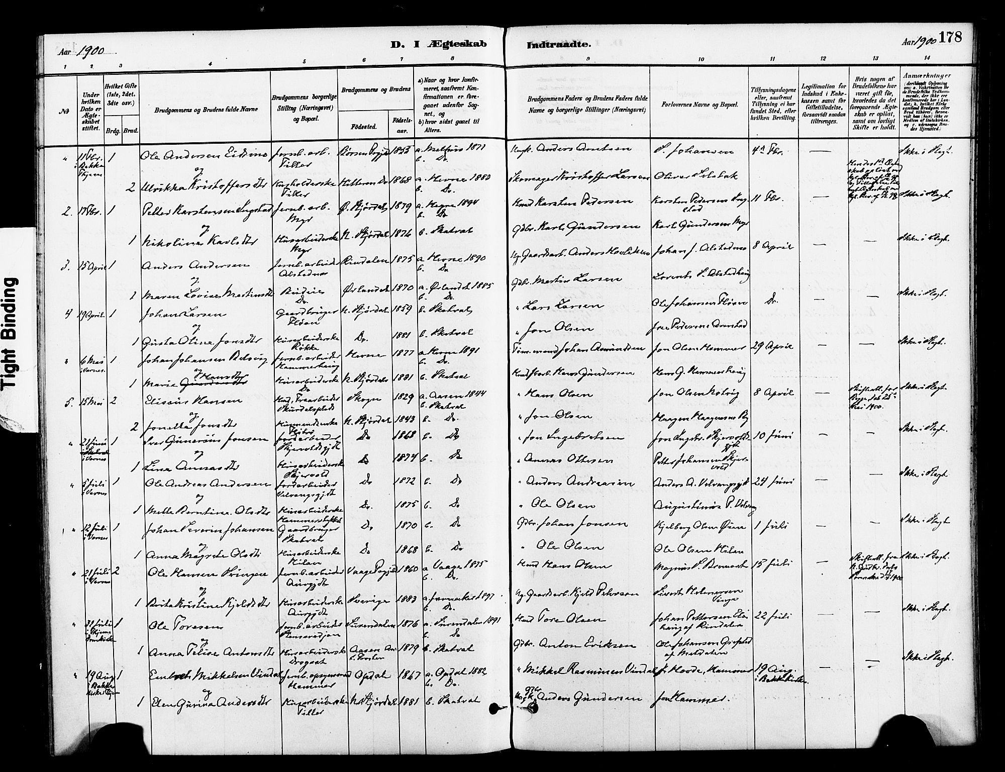 Ministerialprotokoller, klokkerbøker og fødselsregistre - Nord-Trøndelag, SAT/A-1458/712/L0100: Parish register (official) no. 712A01, 1880-1900, p. 178