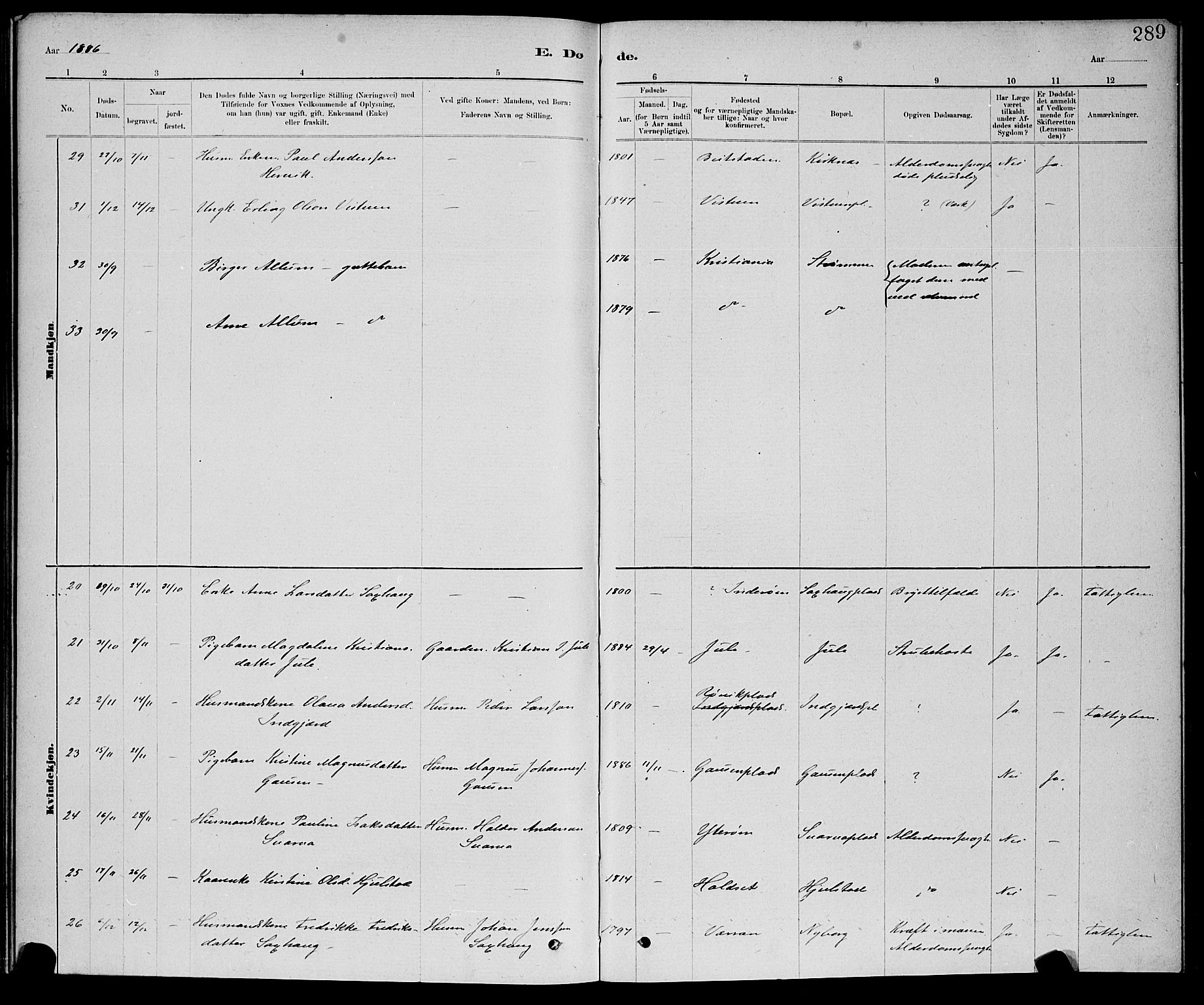 Ministerialprotokoller, klokkerbøker og fødselsregistre - Nord-Trøndelag, SAT/A-1458/730/L0301: Parish register (copy) no. 730C04, 1880-1897, p. 289