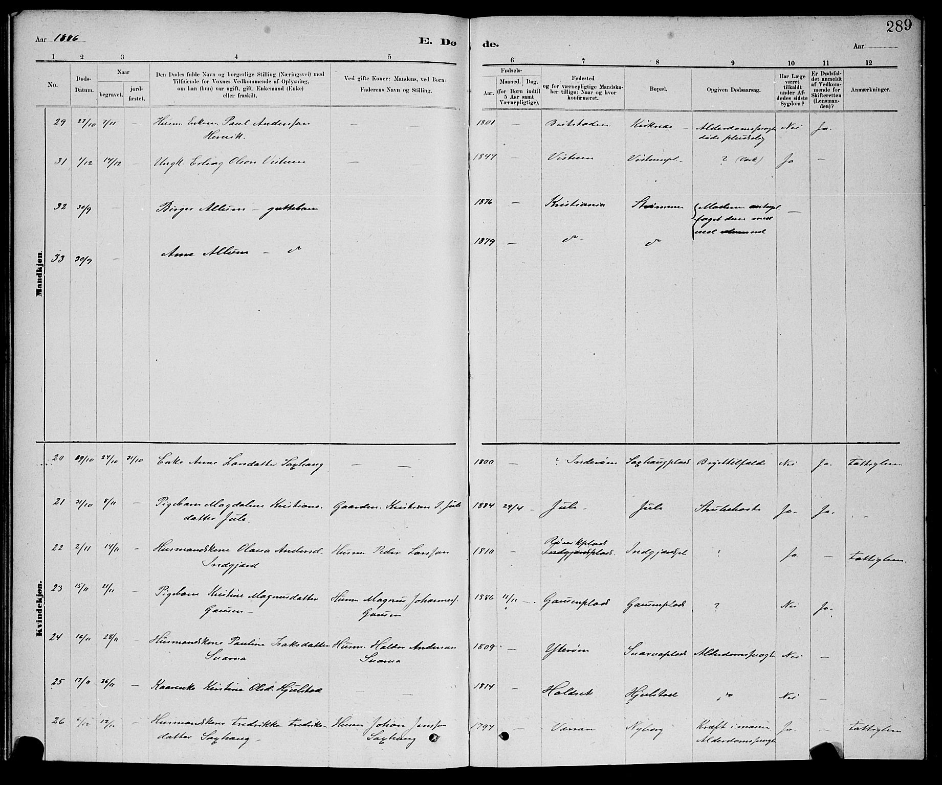 Ministerialprotokoller, klokkerbøker og fødselsregistre - Nord-Trøndelag, AV/SAT-A-1458/730/L0301: Parish register (copy) no. 730C04, 1880-1897, p. 289