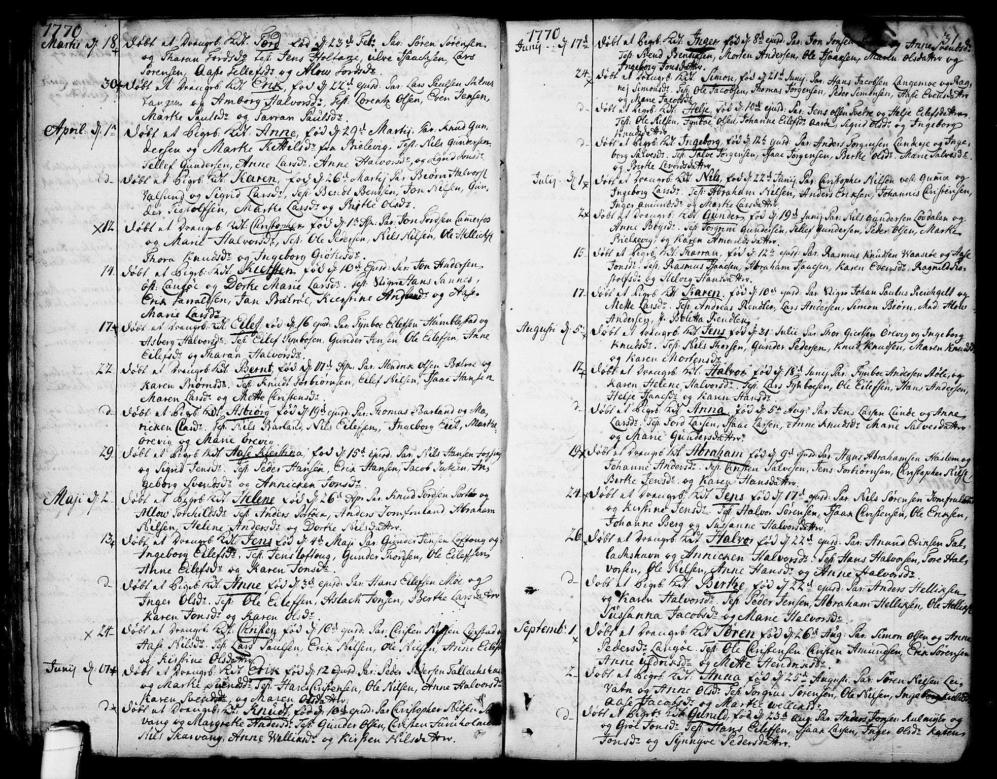 Sannidal kirkebøker, AV/SAKO-A-296/F/Fa/L0002: Parish register (official) no. 2, 1767-1802, p. 31