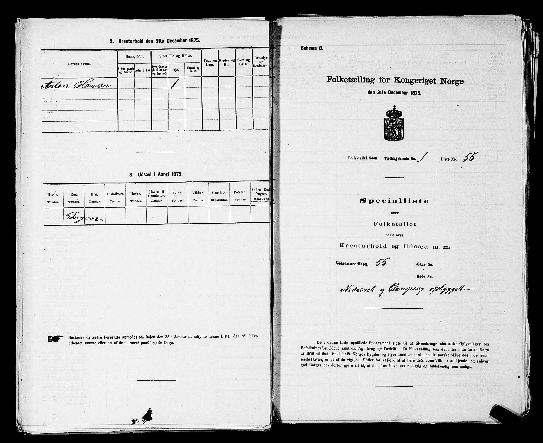 RA, 1875 census for 0201B Vestby/Son, 1875, p. 118