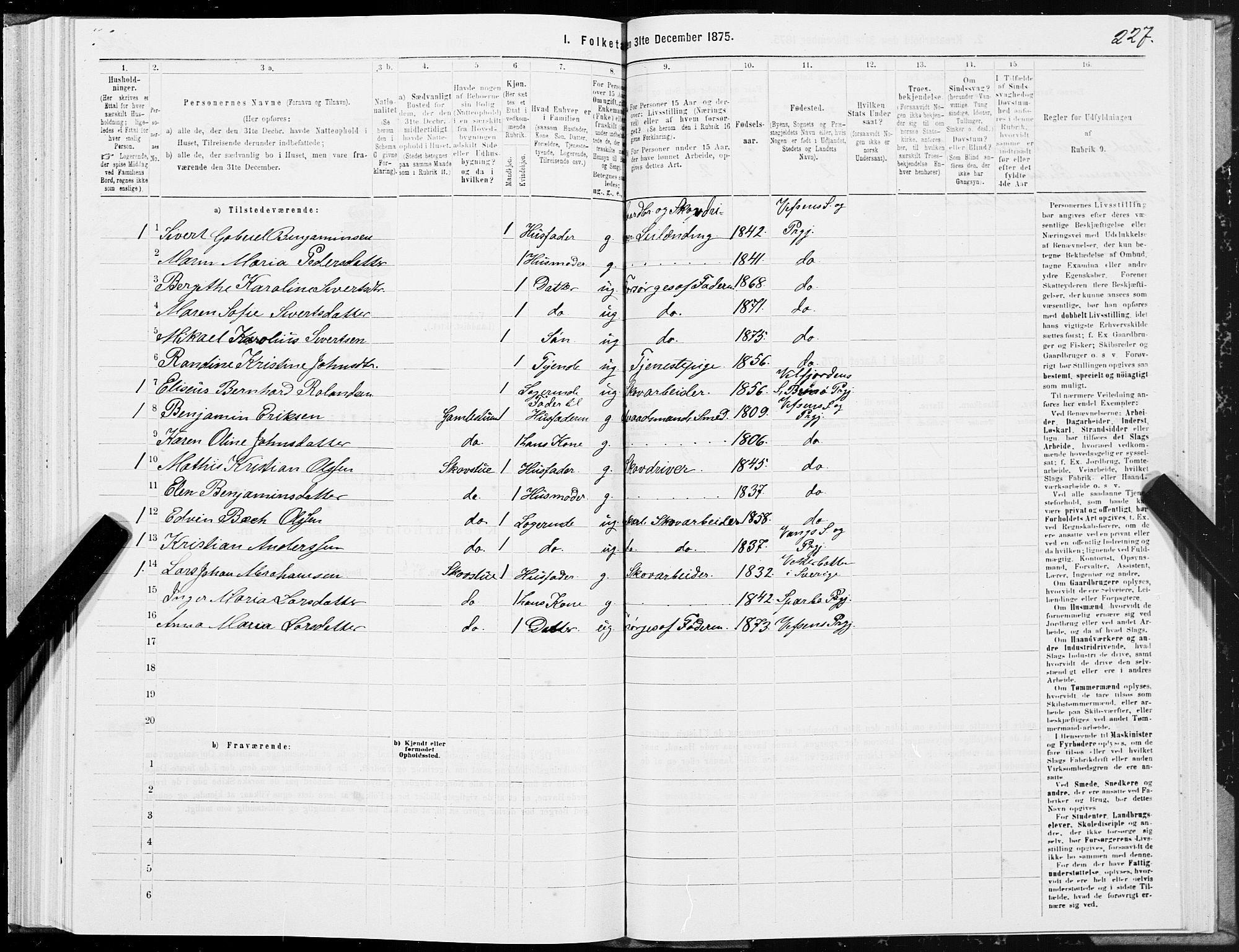 SAT, 1875 census for 1824L Vefsn/Vefsn, 1875, p. 1227