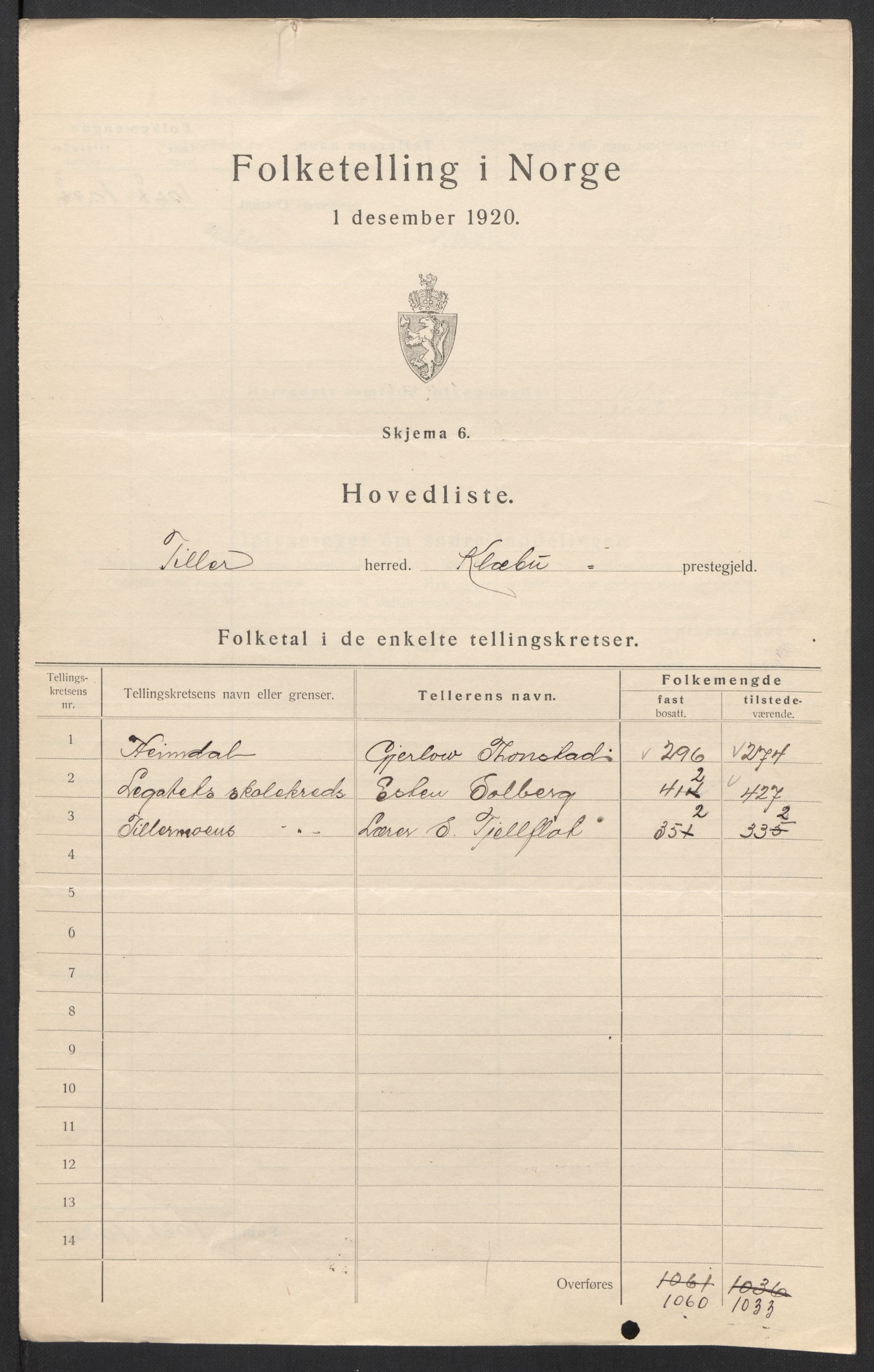 SAT, 1920 census for Tiller, 1920, p. 3