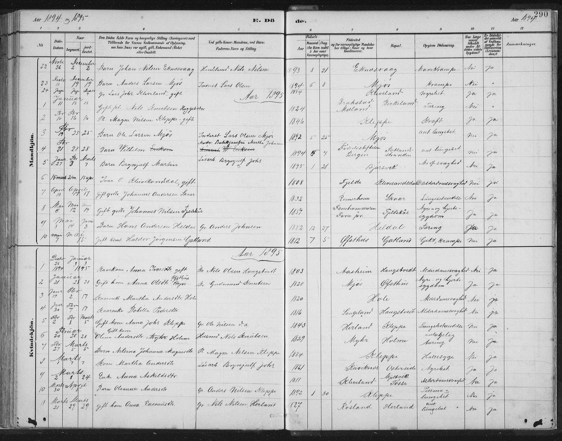 Hosanger sokneprestembete, AV/SAB-A-75801/H/Hab: Parish register (copy) no. A 3 II, 1882-1903, p. 290