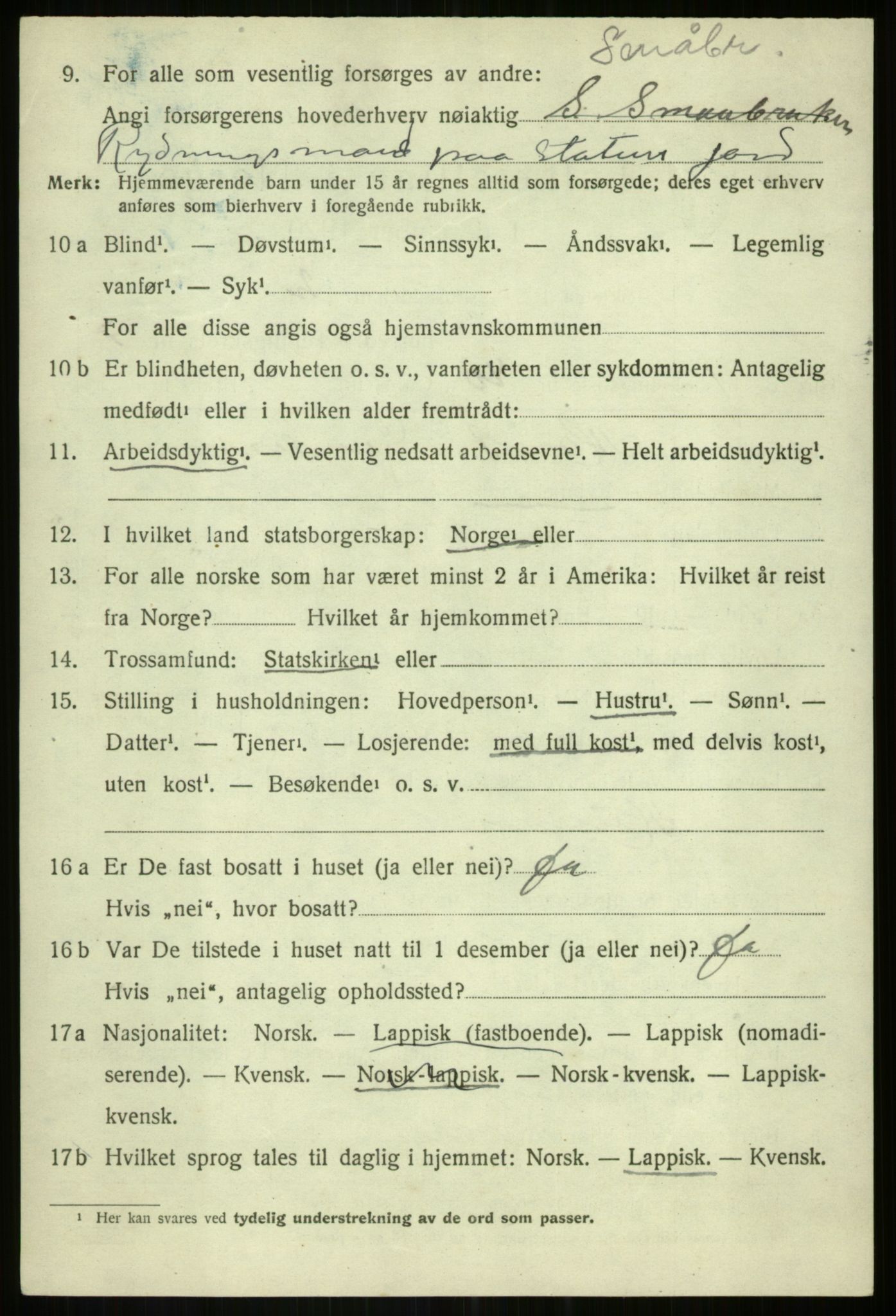 SATØ, 1920 census for Tranøy, 1920, p. 3810