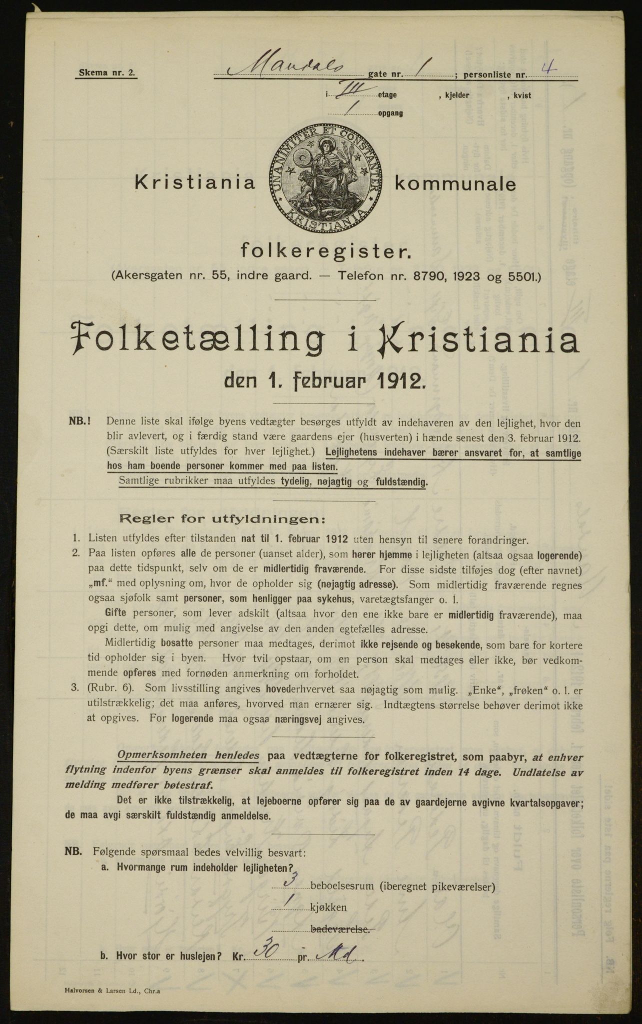 OBA, Municipal Census 1912 for Kristiania, 1912, p. 60496