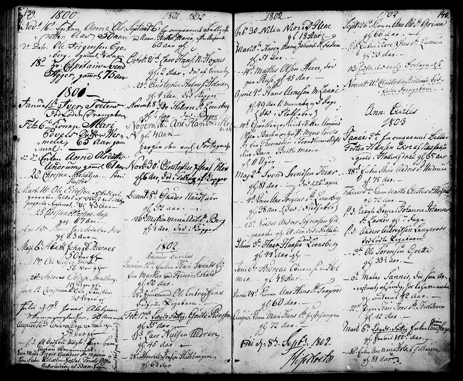 Sem kirkebøker, SAKO/A-5/F/Fa/L0003: Parish register (official) no. I 3, 1799-1814, p. 139-140