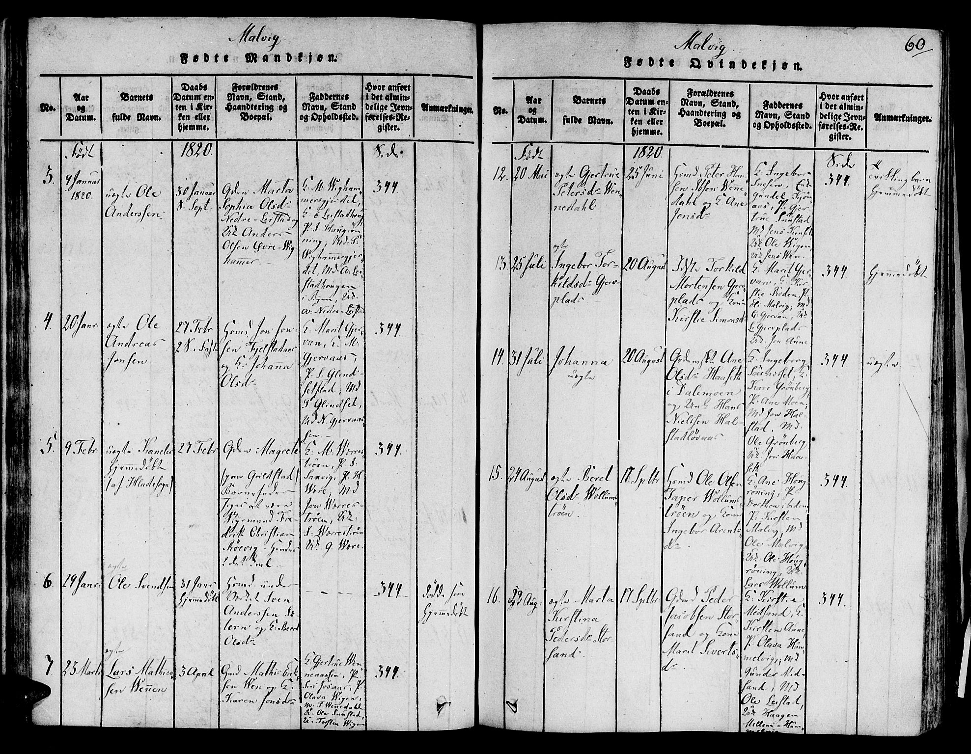 Ministerialprotokoller, klokkerbøker og fødselsregistre - Sør-Trøndelag, SAT/A-1456/606/L0284: Parish register (official) no. 606A03 /2, 1819-1823, p. 60