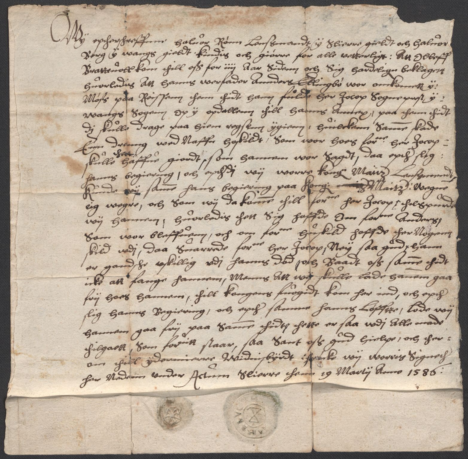 Riksarkivets diplomsamling, AV/RA-EA-5965/F02/L0087: Dokumenter, 1585-1586, p. 74