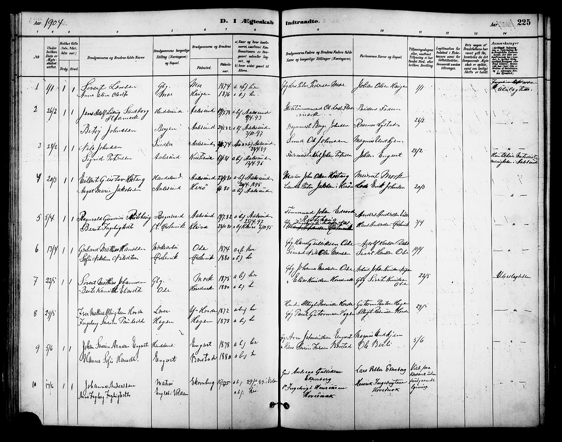 Ministerialprotokoller, klokkerbøker og fødselsregistre - Møre og Romsdal, SAT/A-1454/513/L0189: Parish register (copy) no. 513C03, 1883-1904, p. 225