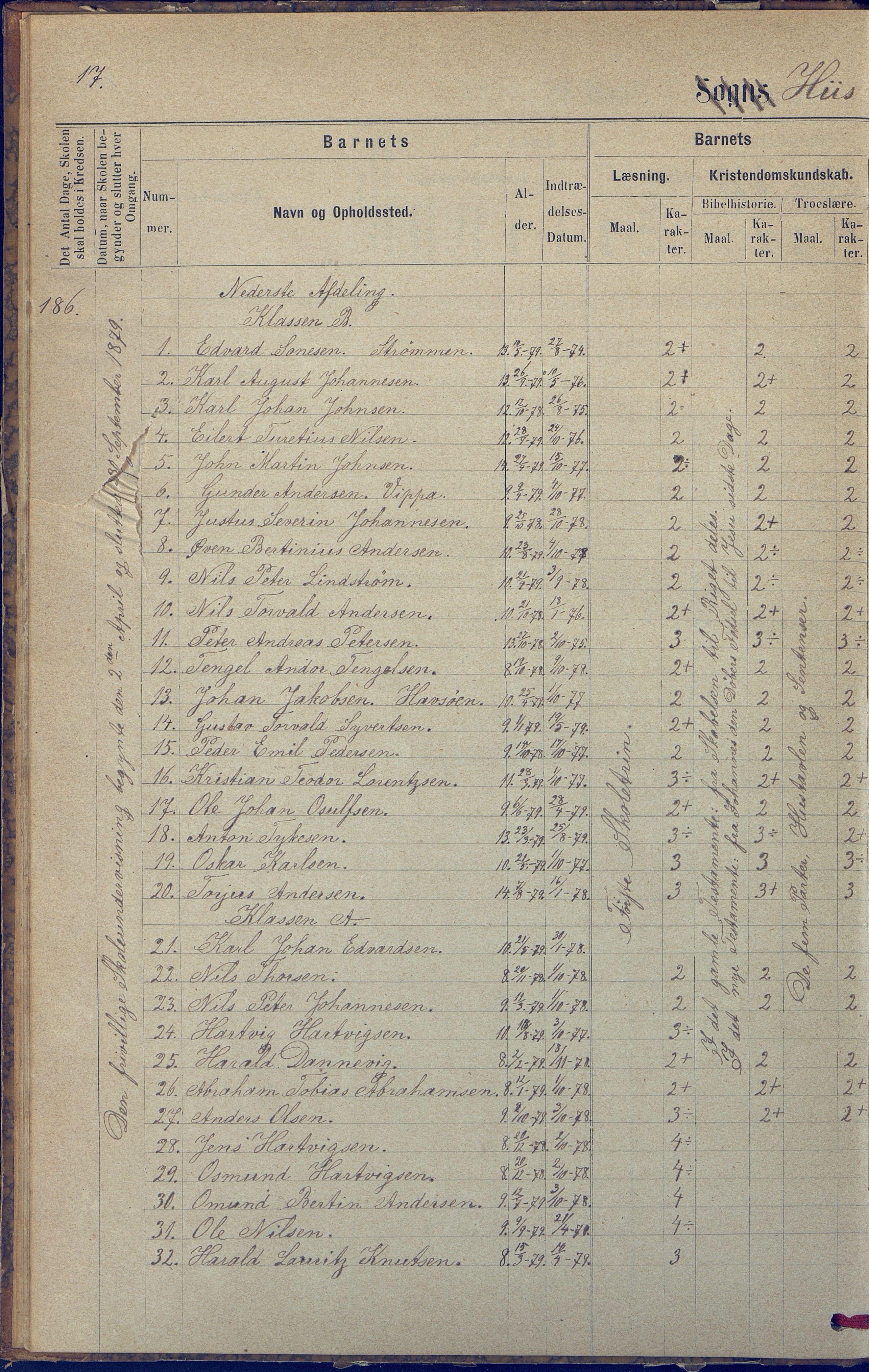 Hisøy kommune frem til 1991, AAKS/KA0922-PK/31/L0005: Skoleprotokoll, 1877-1892, p. 17