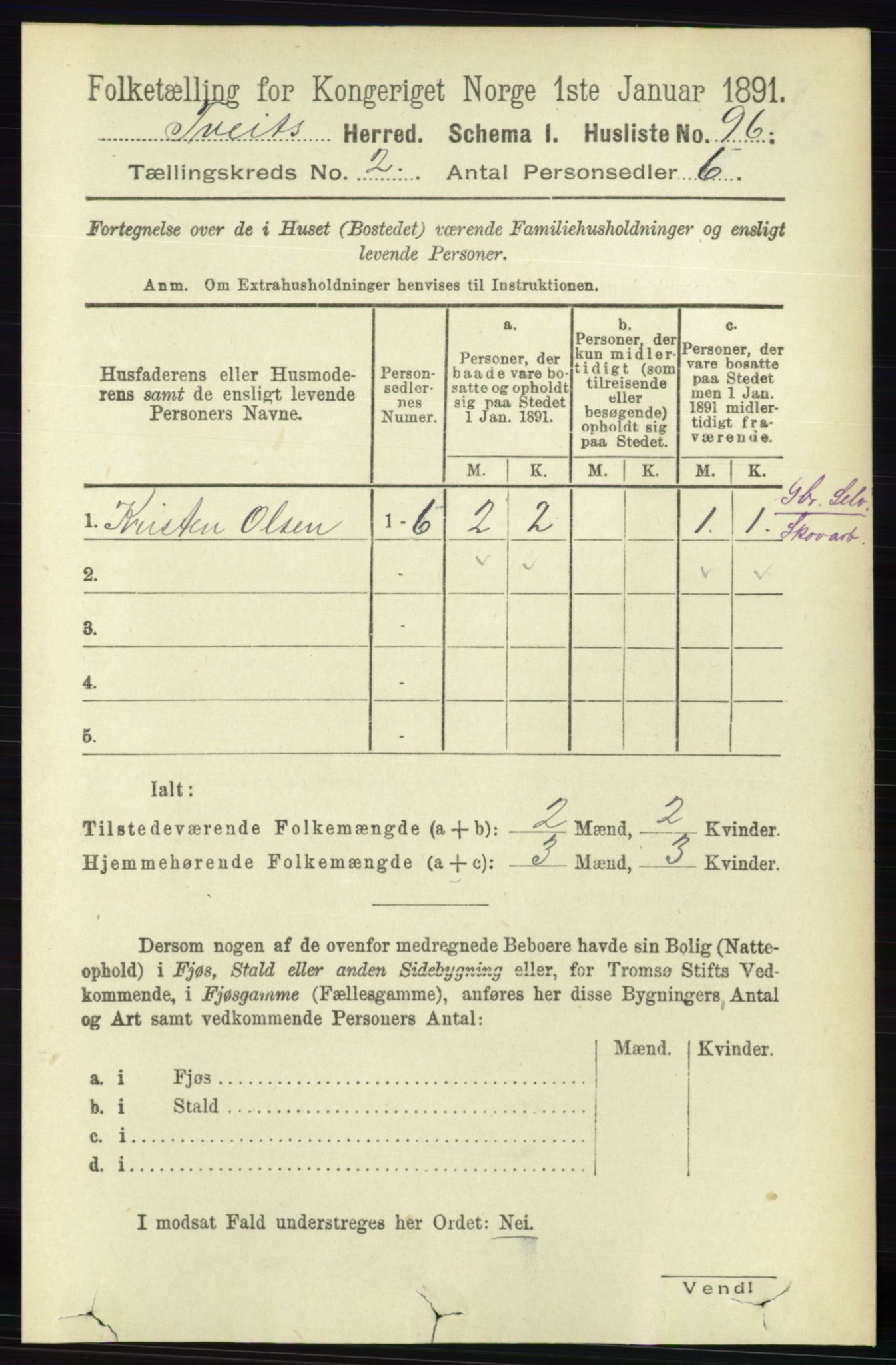 RA, 1891 census for 1013 Tveit, 1891, p. 514